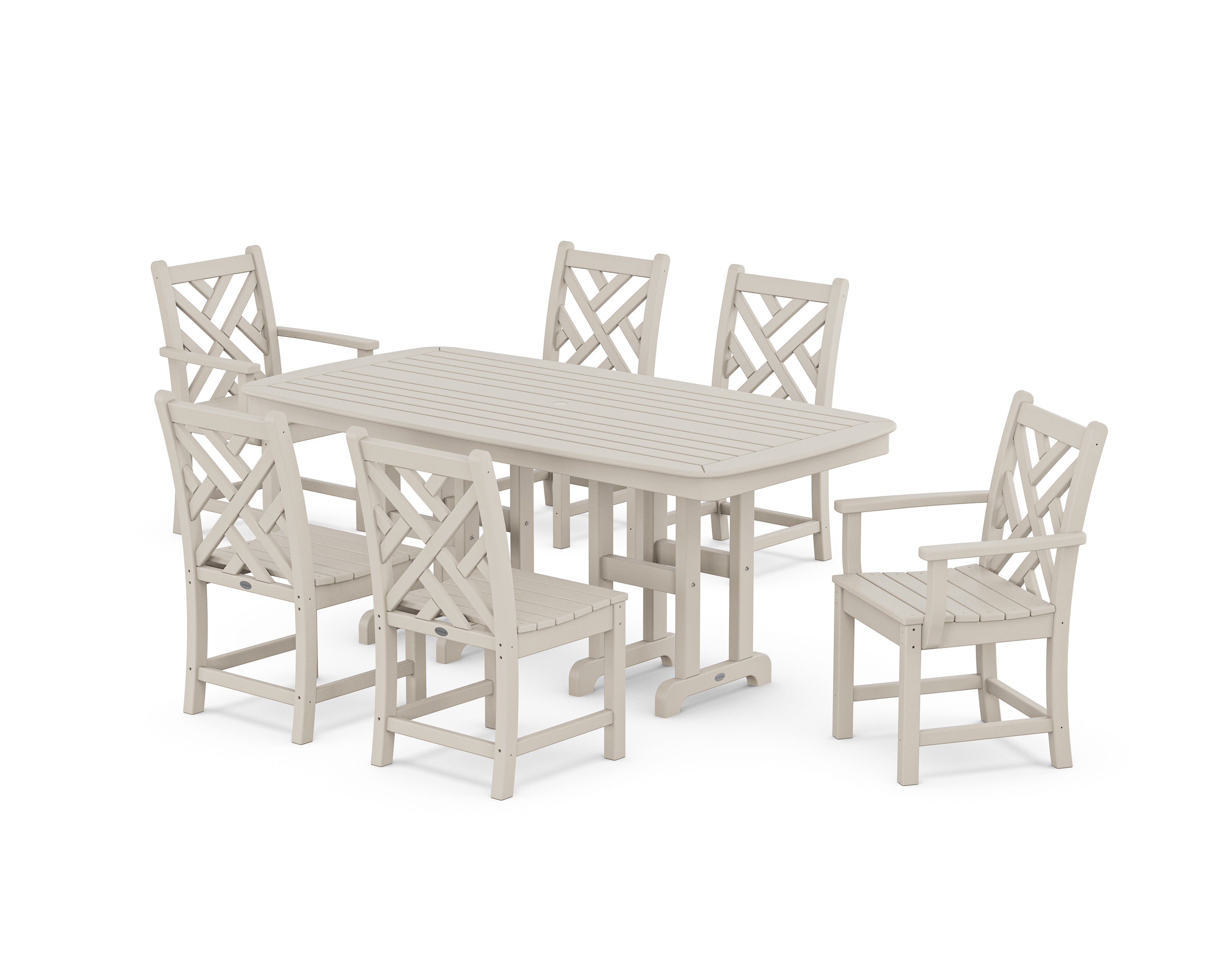 POLYWOOD Chippendale 7-Piece Outdoor Dining Set - Patio Furniture for Backyard, Poolside & Garden - All-Weather Resin Wicker Table & Chairs