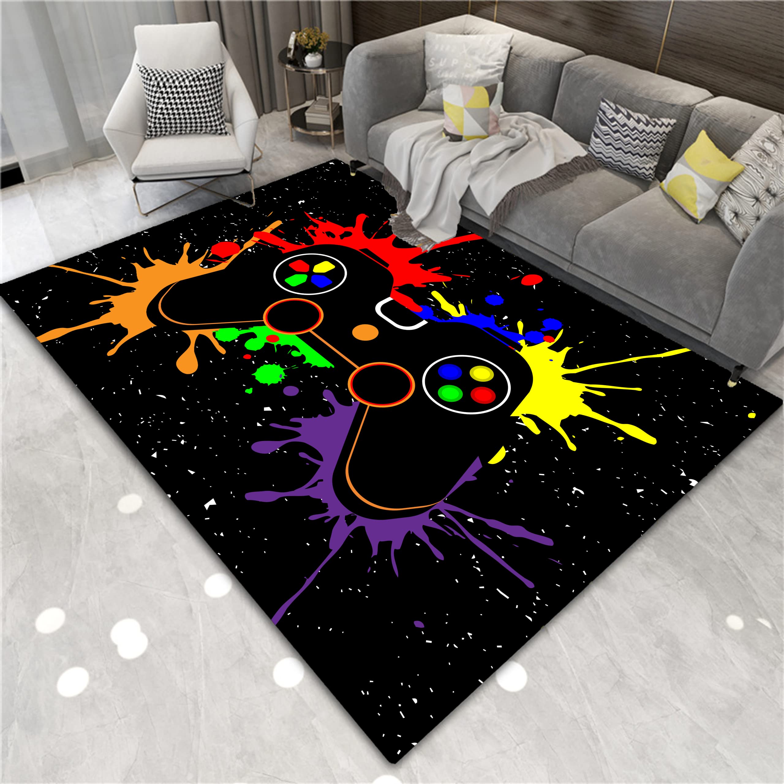 5'x7' Non-Slip Gaming Rug for Boys - Gamer Carpet for Bedroom, Game Room & Living Room Decor (84x60 Inch) - Perfect for Teen Gaming Areas, Esports Enthusiasts & Gamer Room Design