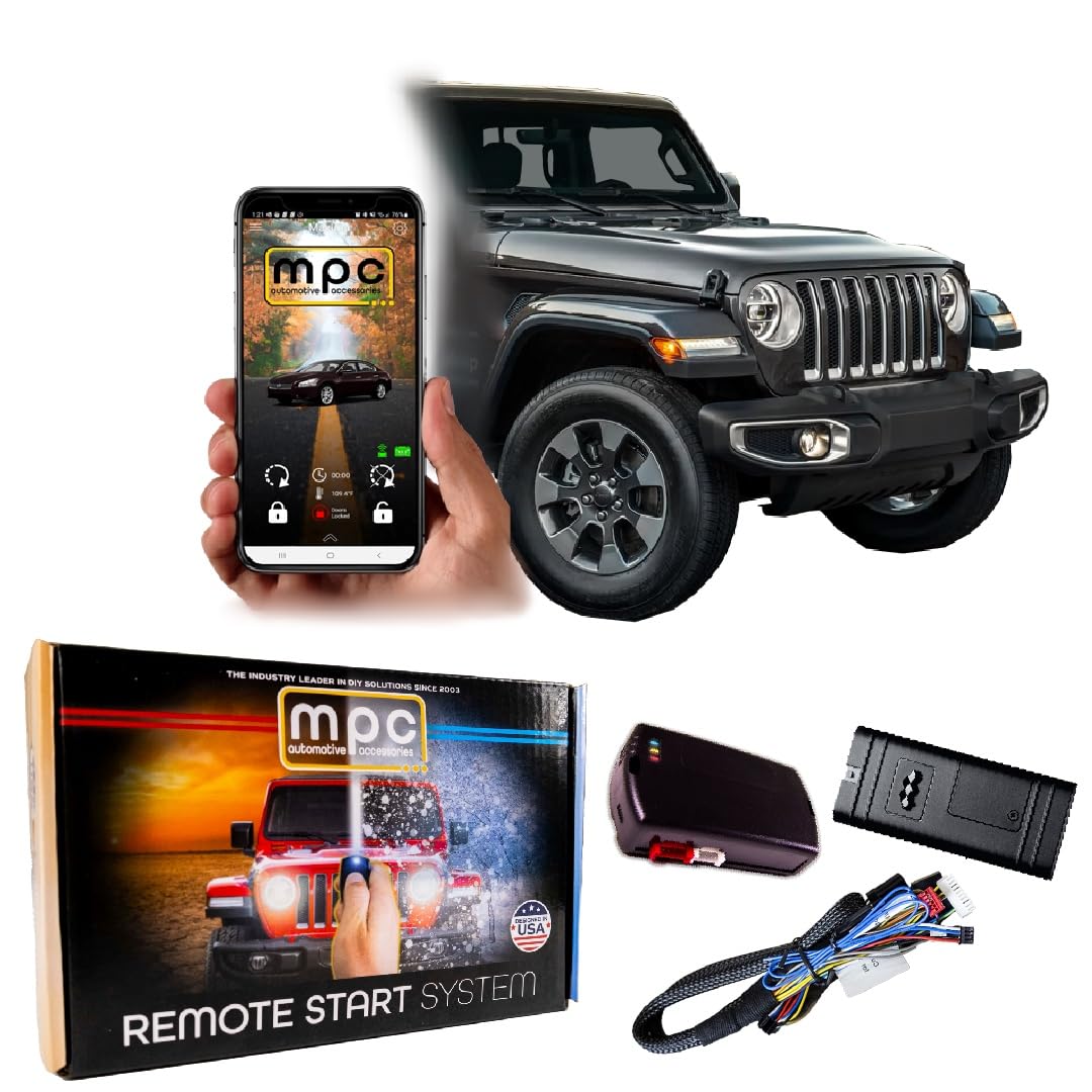 MPC Remote Start Kit for Jeep Wrangler 2007-2018 - Smartphone App Control, Plug & Play Installation, 3X Lock to Start Feature - USA Tech Support | Perfect for Winter Warm-Ups & Secure Remote Vehicle Access