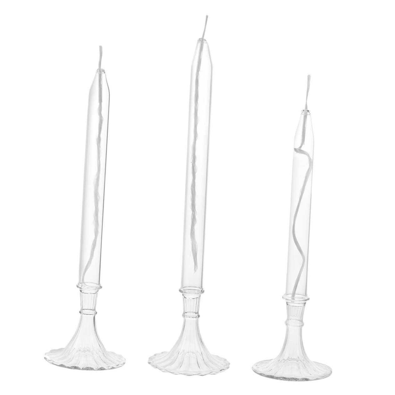 3-Piece Liquid Candle Set - High Borosilicate Glass Oil Lamps with European Style Menorah Design for Romantic Indoor Ambiance | Perfect for Home Decor, Dinner Parties & Relaxation