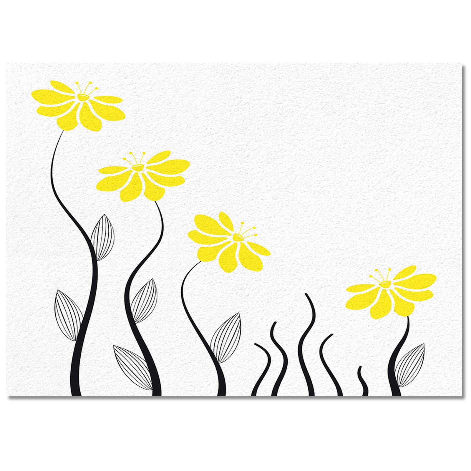4'x7' Washable Area Runner Rug - Yellow Aqua Floral Petals with Striped Leaves & Geometric Lines for Kitchen, Living Room, Bathroom, Bedroom, Classroom | Modern Non-Slip Bath Mat for Home Decor & Pet-Friendly Spaces