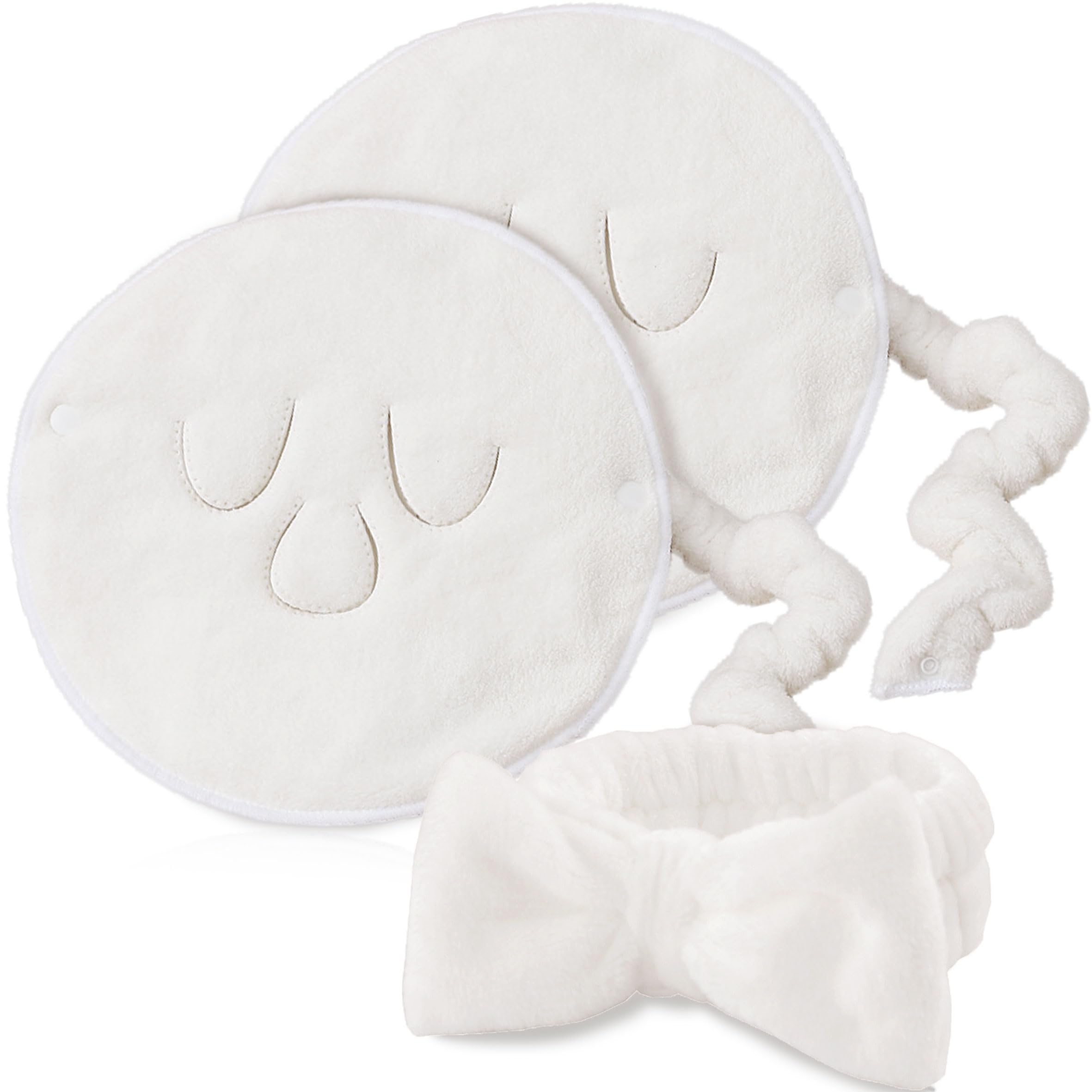 Caliee Reusable 3-Hole Coral Velvet Facial Headband - Soft Hot & Cold Face Towel for Beauty & Spa | Perfect for Home, Salon, Face Steaming & Skincare Routines