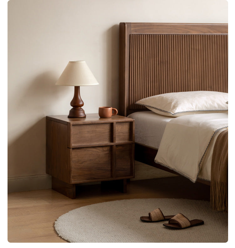 Solid Black Walnut Wood Nightstand with Drawer - Caluswood Bedside Table for Bedroom Storage | Perfect for Small Spaces, Apartment Living & Modern Home Decor