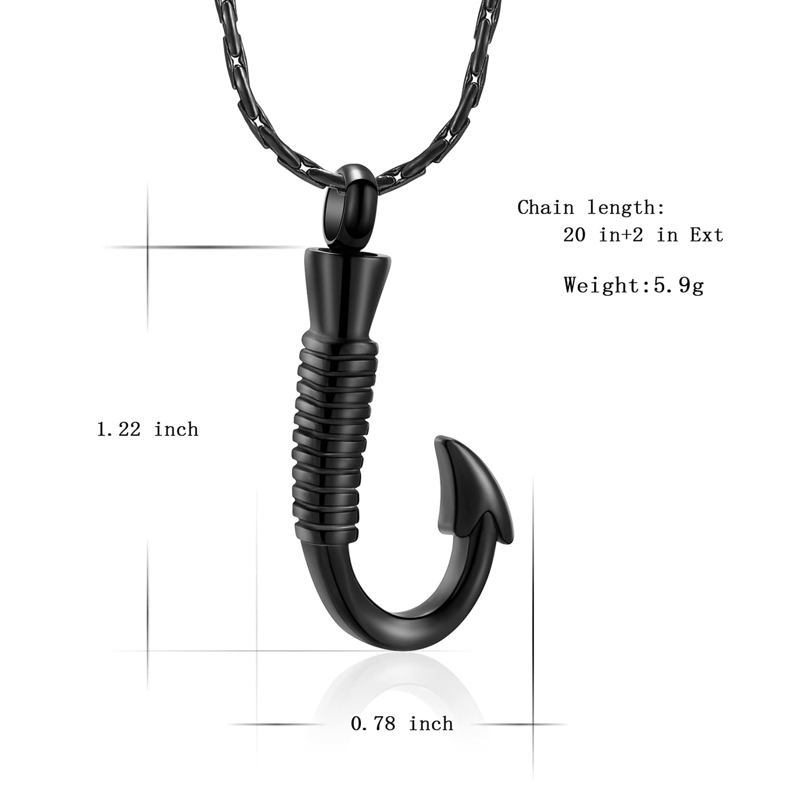 3 Pack Fish Hook Urn Necklace - Stainless Steel Memorial Pendant for Ashes - Cremation Jewelry for Women & Men - Perfect for Outdoor Memorials