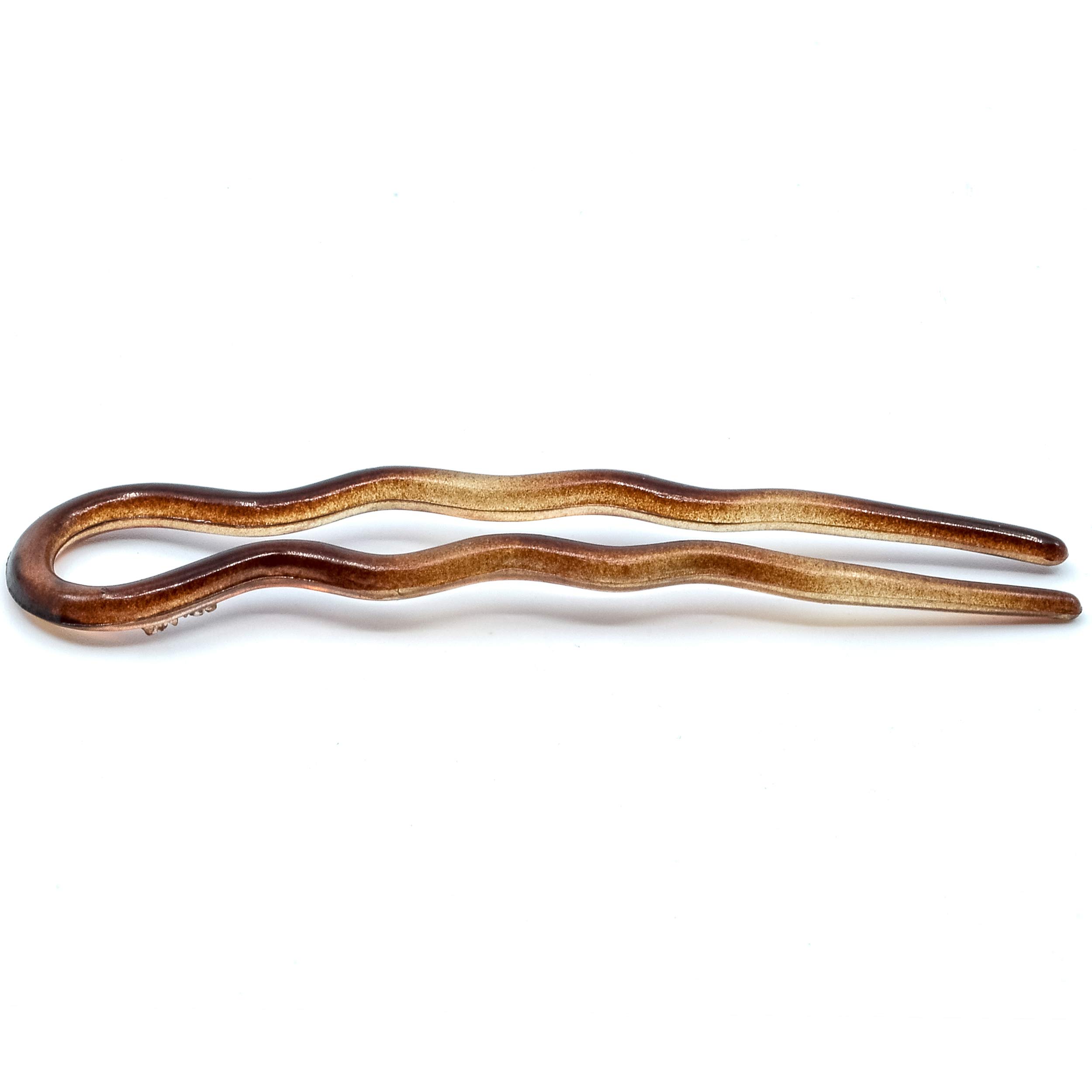 Camila Paris AD824 French Twist Stick Hair Fork - 2 Medium Wavy U-Shaped Hair Pins for Updos & Buns | Tortoise Shell Hair Clips | Flexible Styling Hair Accessories for Women | Made in France | Perfect for Weddings, Parties & Everyday Elegant Hairstyles