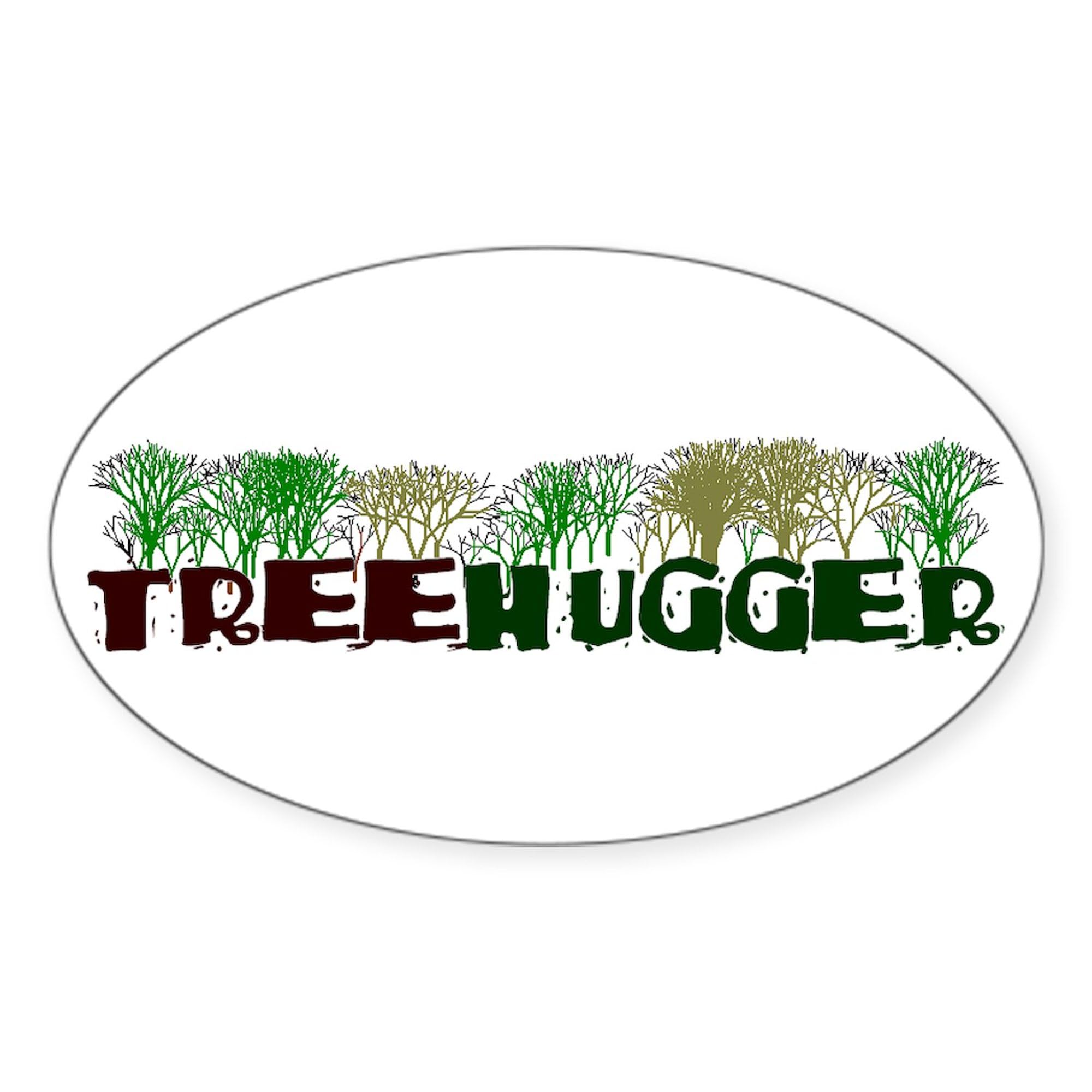 Treehugger Oval Car Bumper Sticker - Eco-Friendly Decal for Cars & Laptops