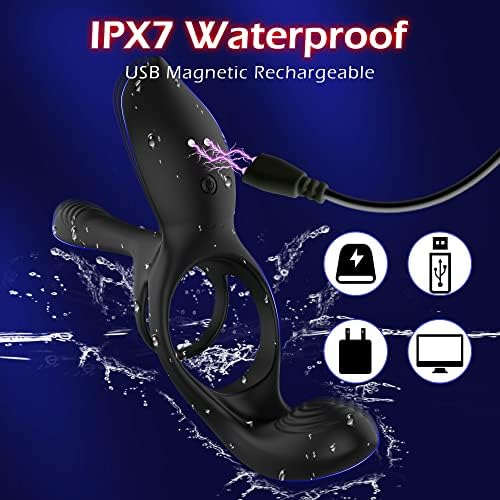 3-in-1 Couple's Vibrating Cock Ring with 10 Powerful Modes - Dual Stimulation for Men & Women - Penis Ring, Perineum & G-Spot Massager - Perfect for Couples Play, Foreplay & Spicing Up Your Sex Life - Adult Sex Toy for Enhanced Intimacy & Pleasure