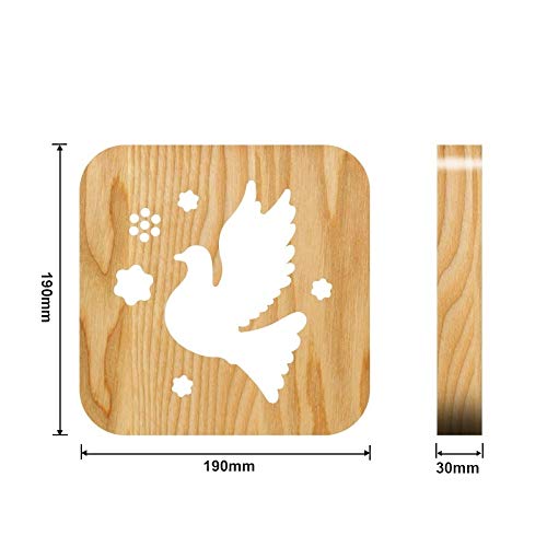 Pigeon Theme 3D Wooden LED Night Light - Handcrafted Home Decor Lamp for Bedroom, Nursery & Living Room - Perfect Easter Gift & Cozy Ambiance Lighting