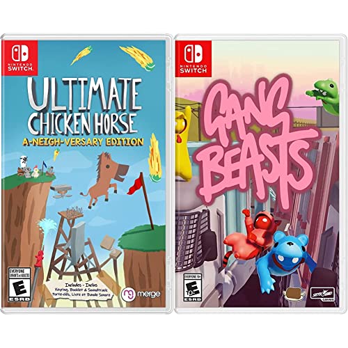Ultimate Chicken Horse - A-Neigh-Versary Edition & Gang Beasts - Multiplayer Party Games for Nintendo Switch - Perfect for Family Game Nights and Friends Gatherings