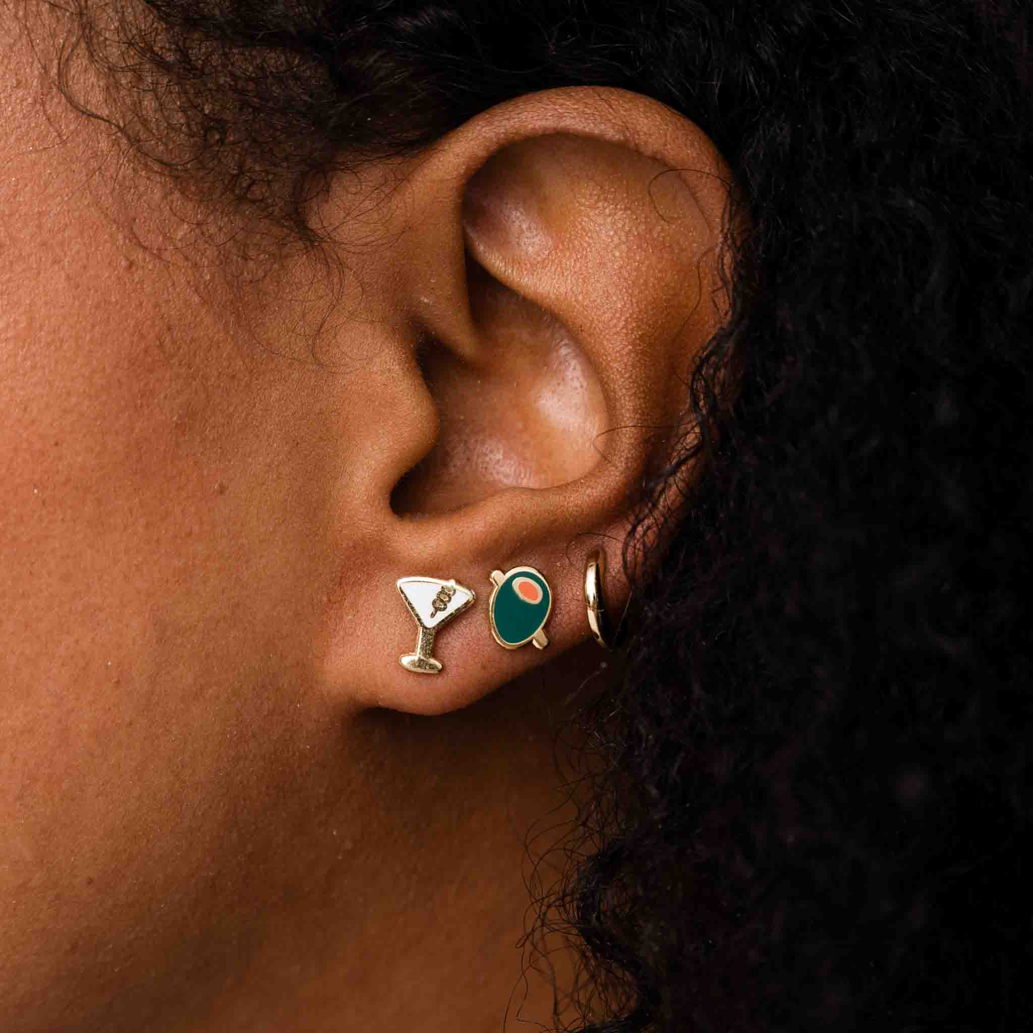 Martini Stud Earrings for Women - Elegant Stainless Steel Cocktail Party Jewelry - Perfect for Evening Events, Weddings & Date Nights
