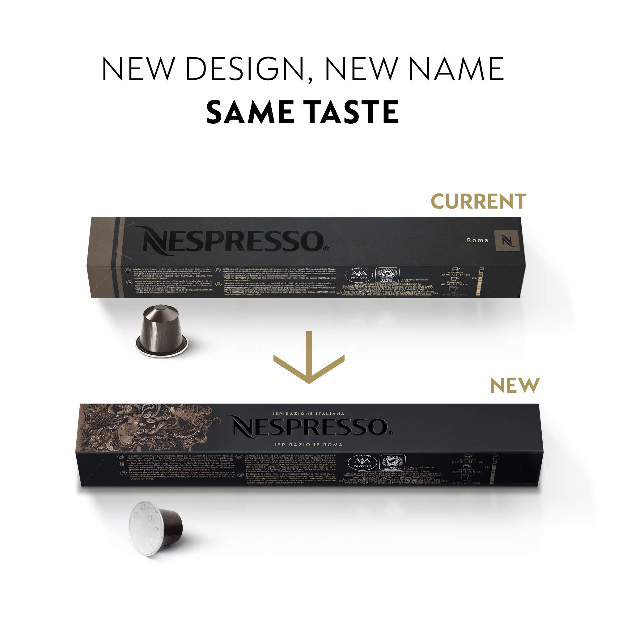 Nespresso OriginalLine Coffee Capsules - Roma Intenso Medium Roast (50 Count) | Compatible with Nespresso Original Machines | Perfect for Home Brewing & Office Coffee Breaks