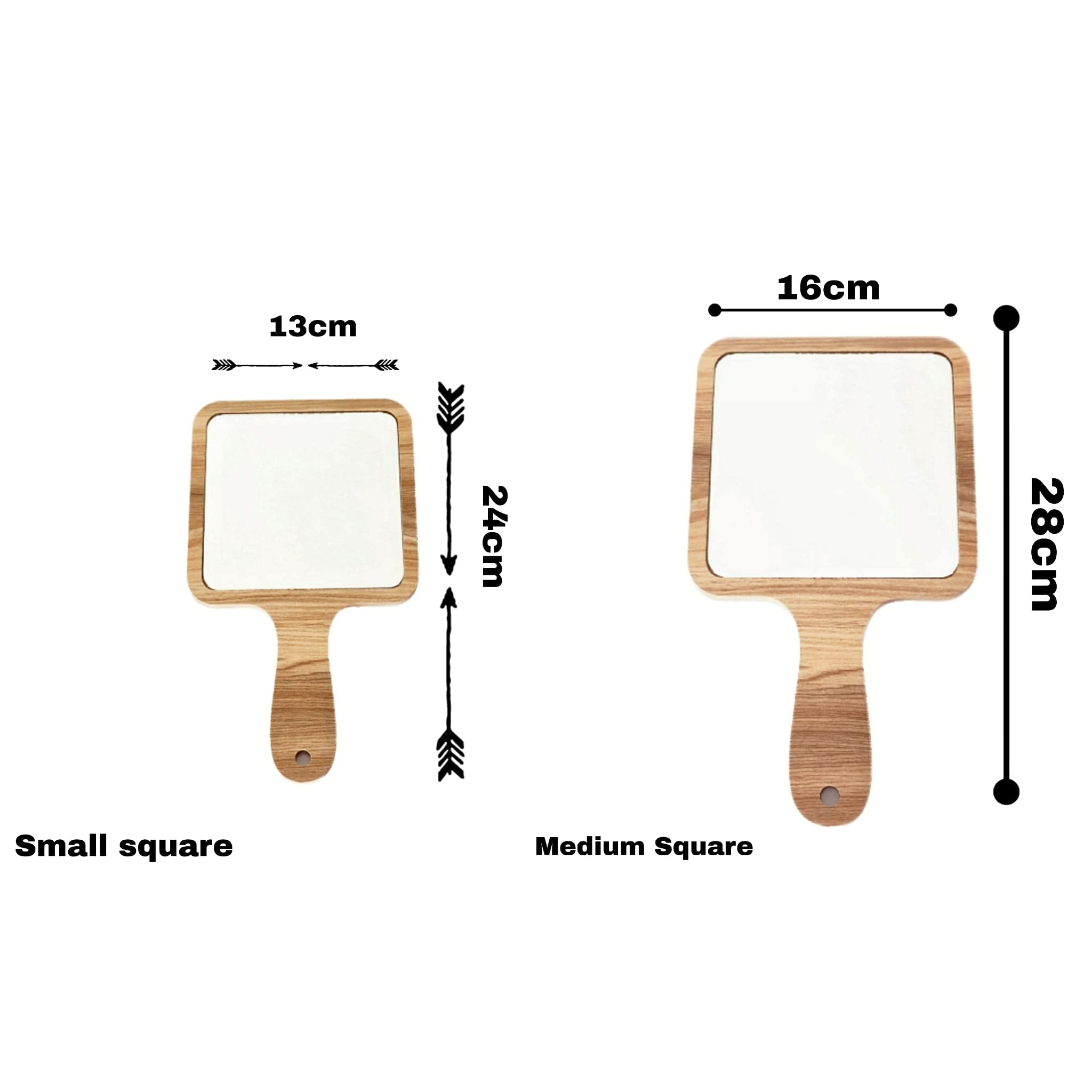 Square Wooden Makeup Mirror for Bathroom & Travel - 2 Pack