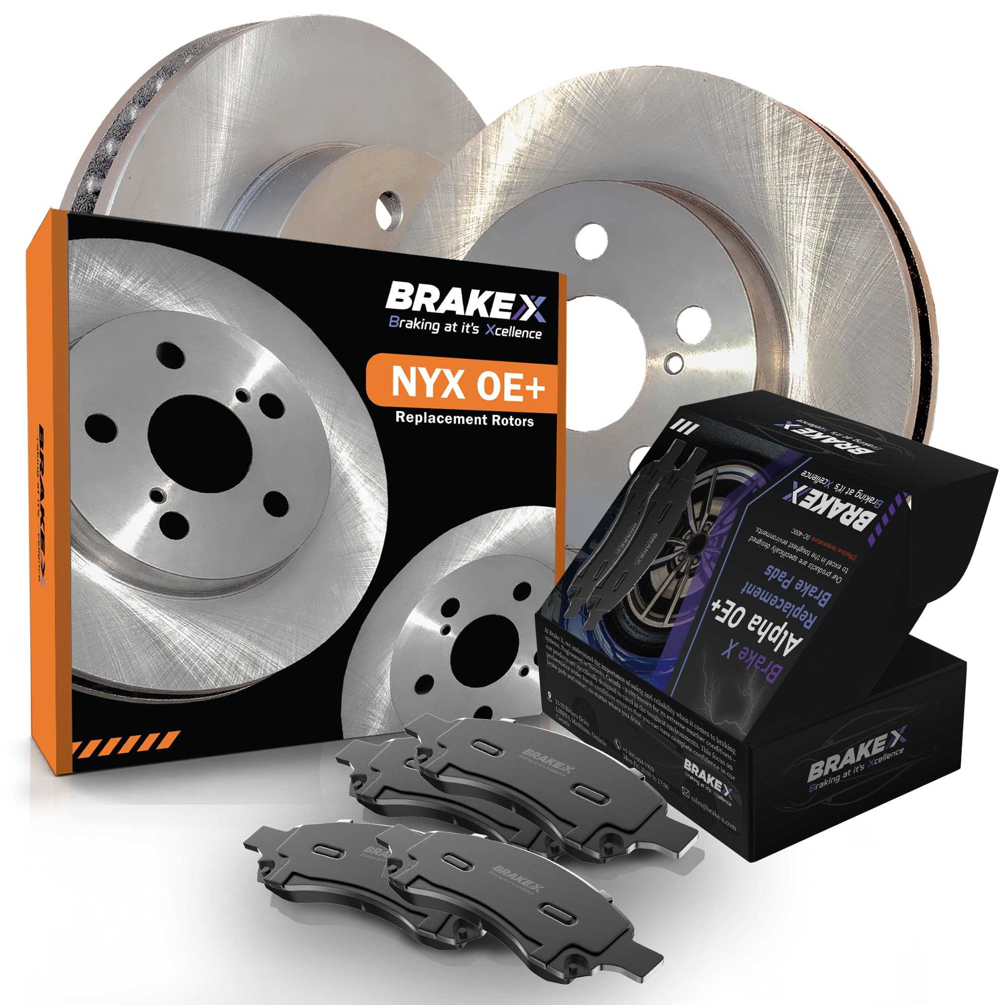High-Quality Rear Brake Pads and Rotors Kit for 2005 Chevrolet Uplander - NYX OE+ Rotors & Alpha Ceramic Pads | Smooth Braking, Reduced Noise | Perfect for City Driving, Highway Commuting and Towing