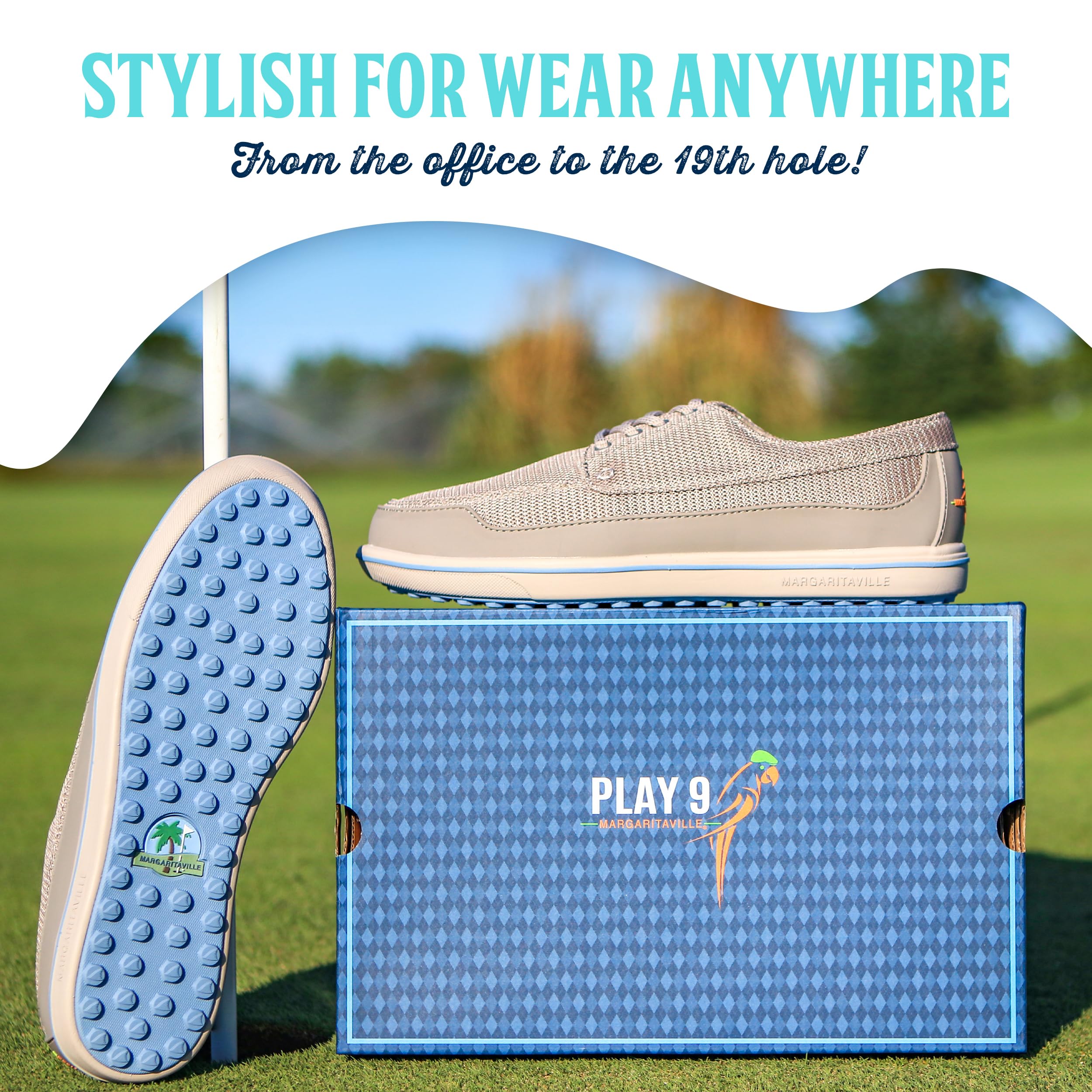 Margaritaville The Gimmie Men's Spikeless Golf Shoes - Comfortable Athletic Footwear with Rubber Toe Guard & Stability Heel Frame - Perfect for Golf Course, Driving Range & Casual Wear