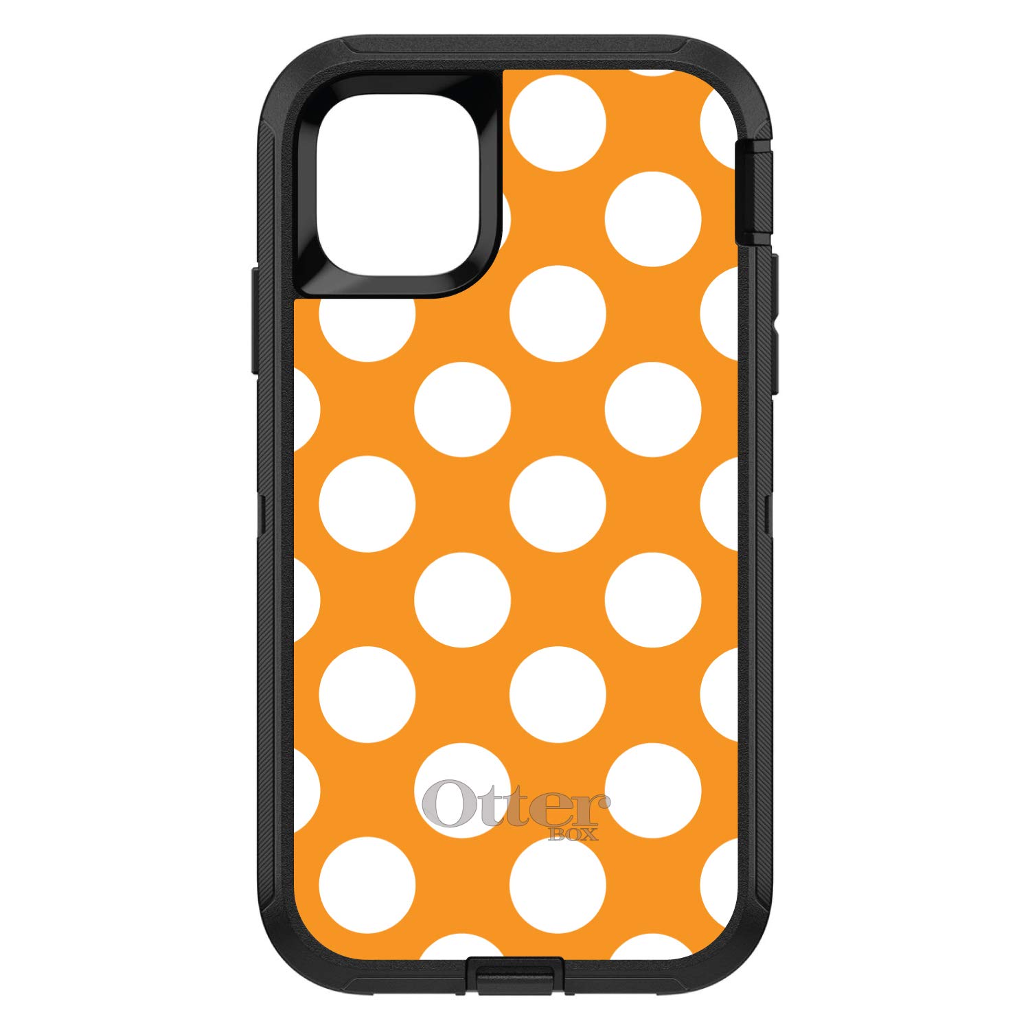 DistinctInk iPhone 12/12 Pro Case (6.1 Inch) - Premium Protective Phone Cover with White & Orange Polka Dot Design - Durable Shockproof Replacement for OtterBox Defender - Perfect for Everyday Use, Outdoor Activities and Travel Protection