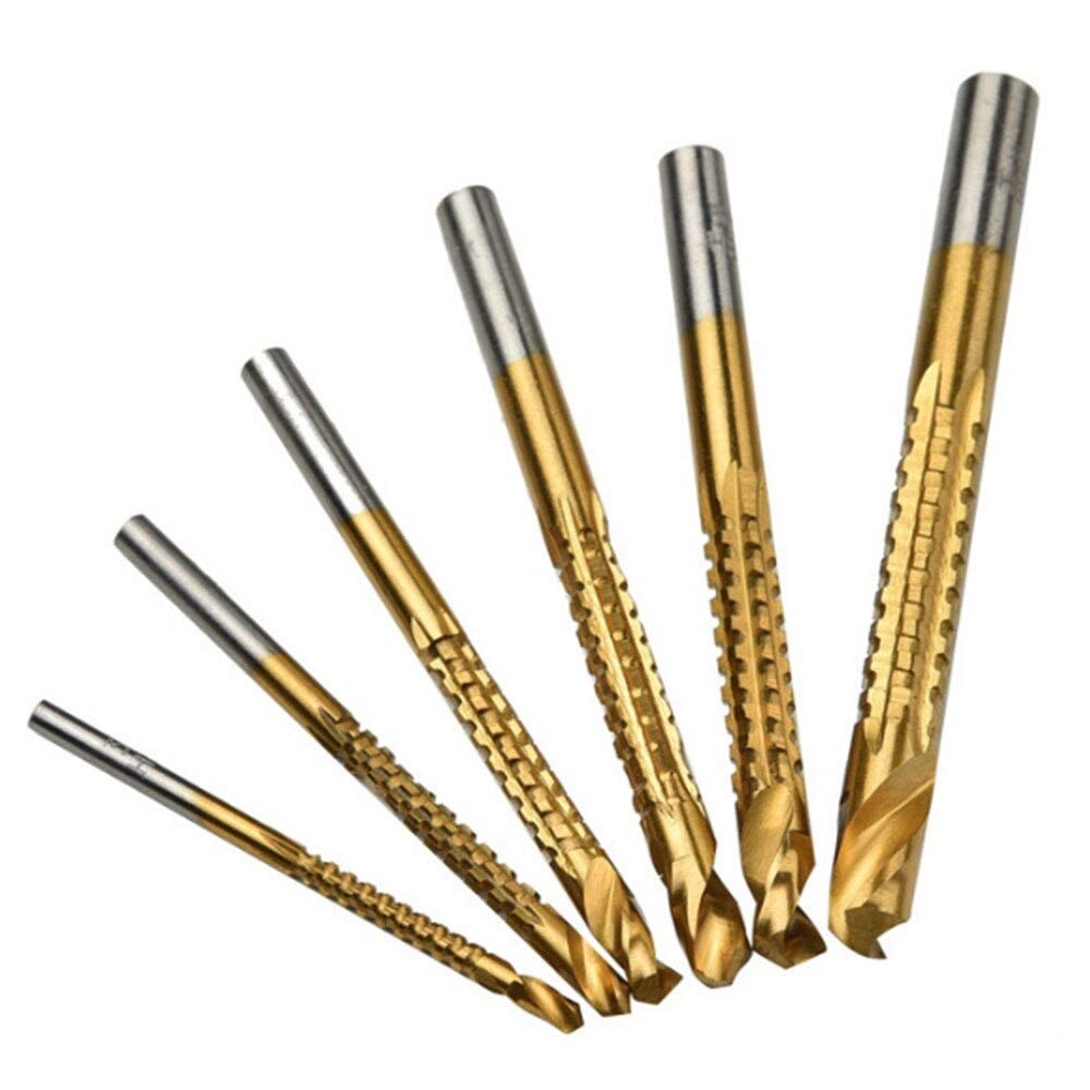 6pcs Titanium Coated Drill Bit Set - High Speed Steel Electric Drill Bits for Metal, Plastic & Wood - Perfect for DIY Projects, Woodworking, Home Repairs & Carpenter Tools