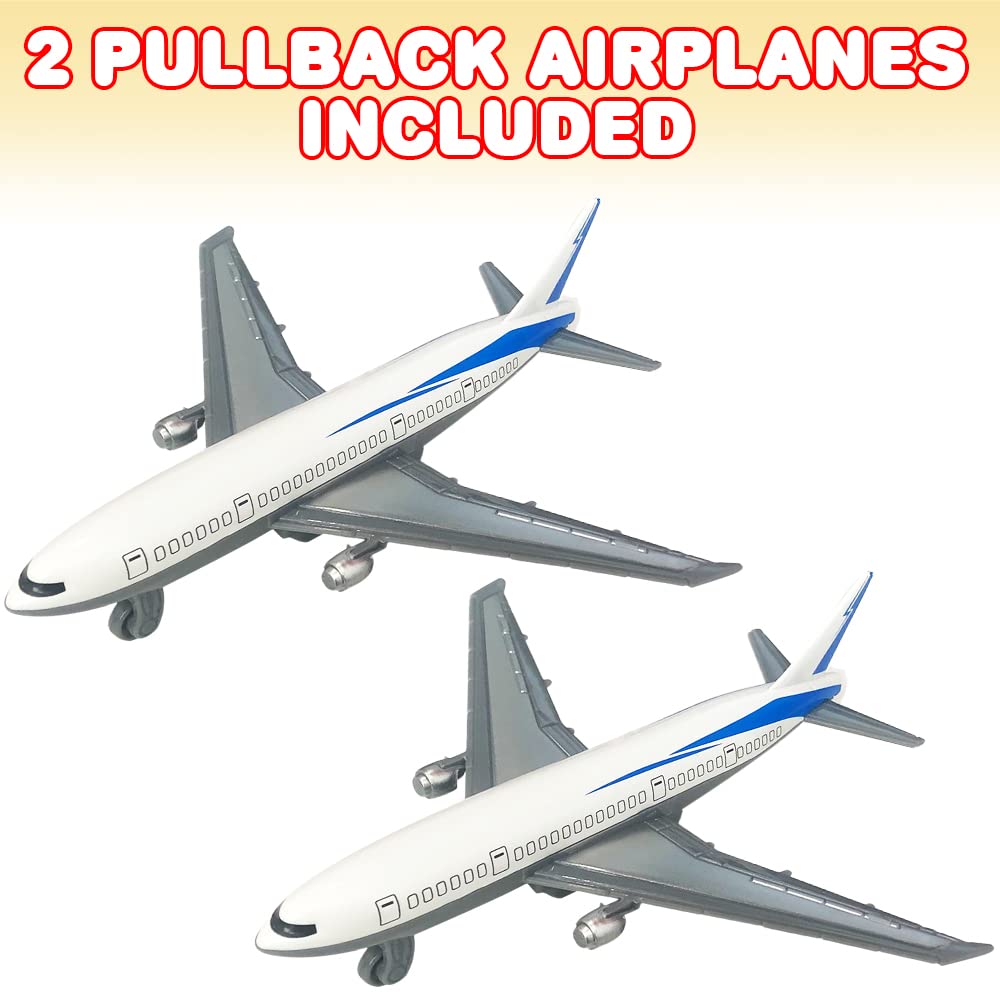 ArtCreativity Pullback Airplane Toys for Kids - Set of 2 Diecast 5 Inch Pull Back Planes, Fun Birthday Party Favors & Goodie Bag Fillers | Perfect Gift for Boys and Girls | Great for Indoor Play, Travel & STEM Learning
