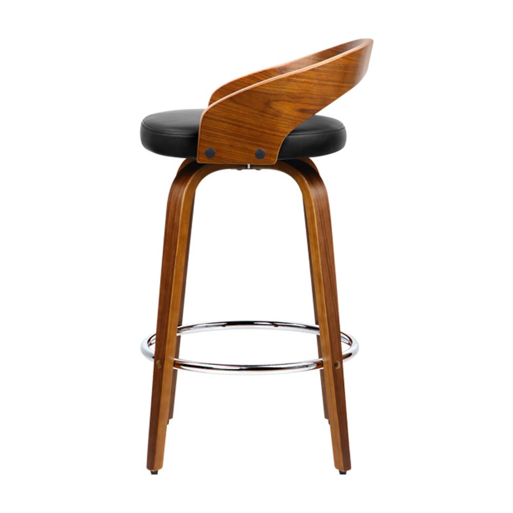 4 Bar Stools with Swivel Seat & Curved Backrest - Modern Kitchen Island & Breakfast Nook Seating for Home & Restaurant