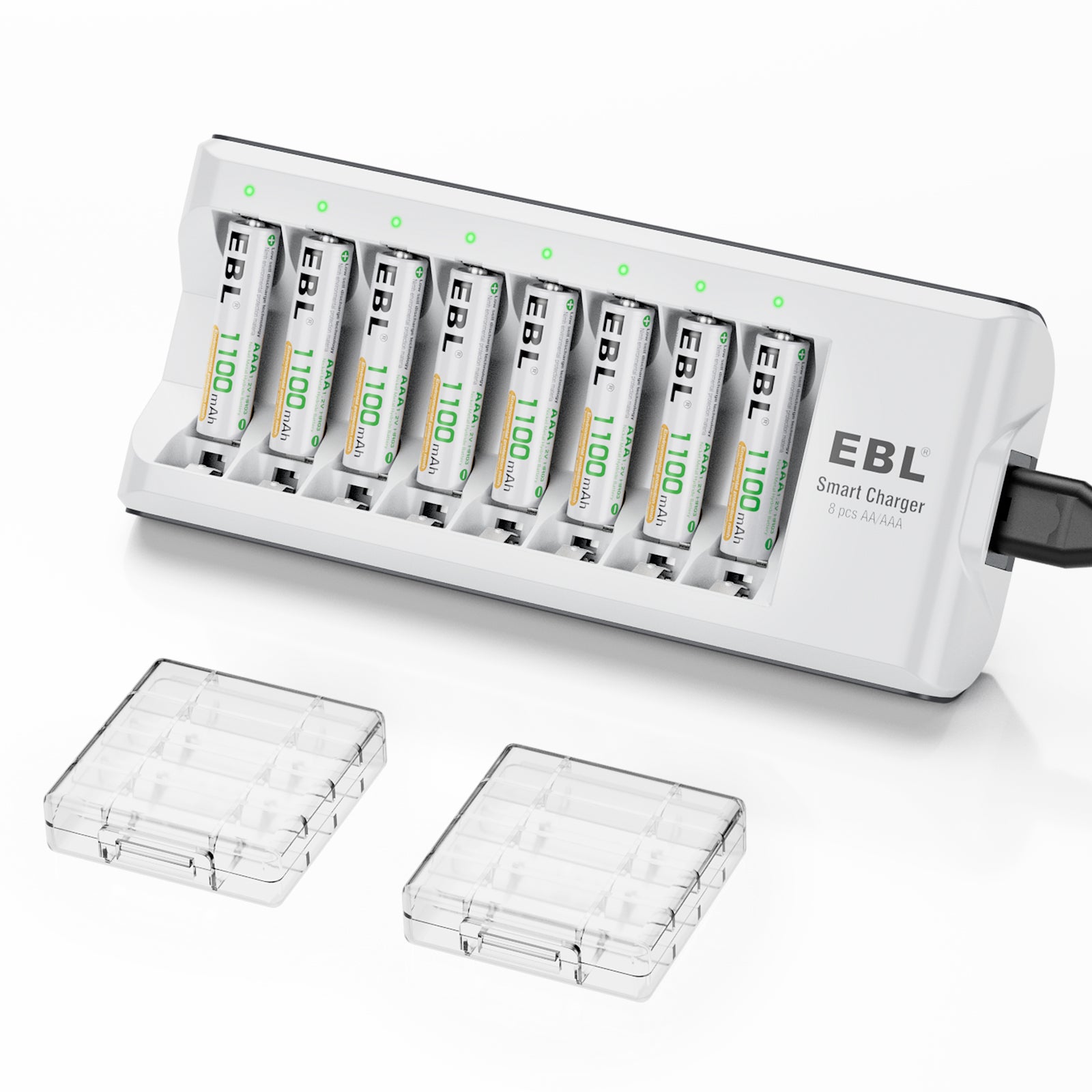EBL AA AAA Rechargeable Batteries with Upgraded 808 Fast Charger - Perfect for Cameras, Toys, Flashlights & Electronic Devices