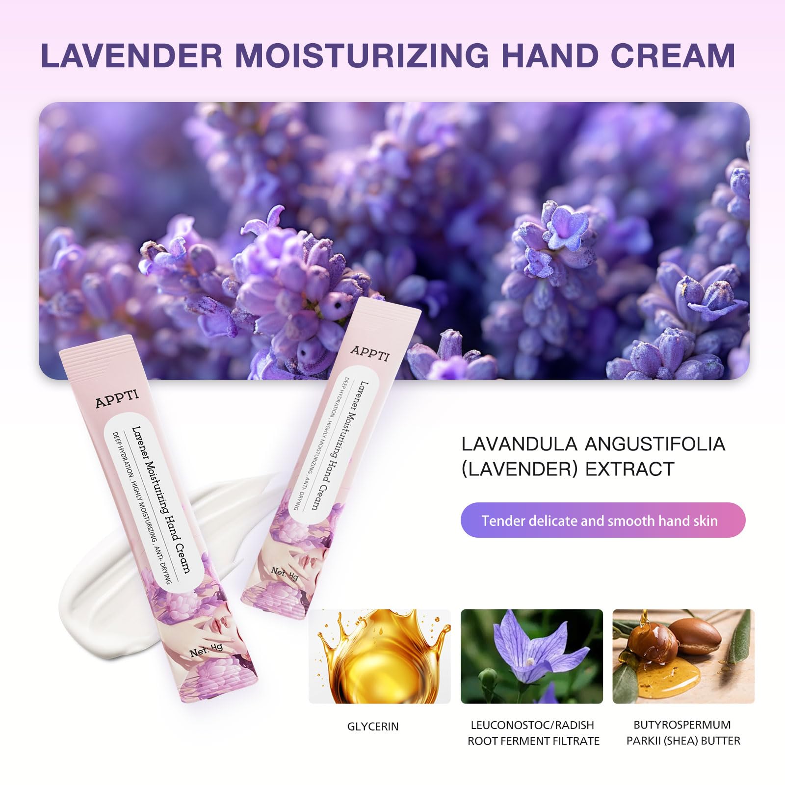 Moisturizing Hand Cream for Dry Skin - Repairing & Nourishing Hand Lotion with Lavender Scent - Travel Size (Pack of 20) - Perfect for Office, Travel & Gift Giving