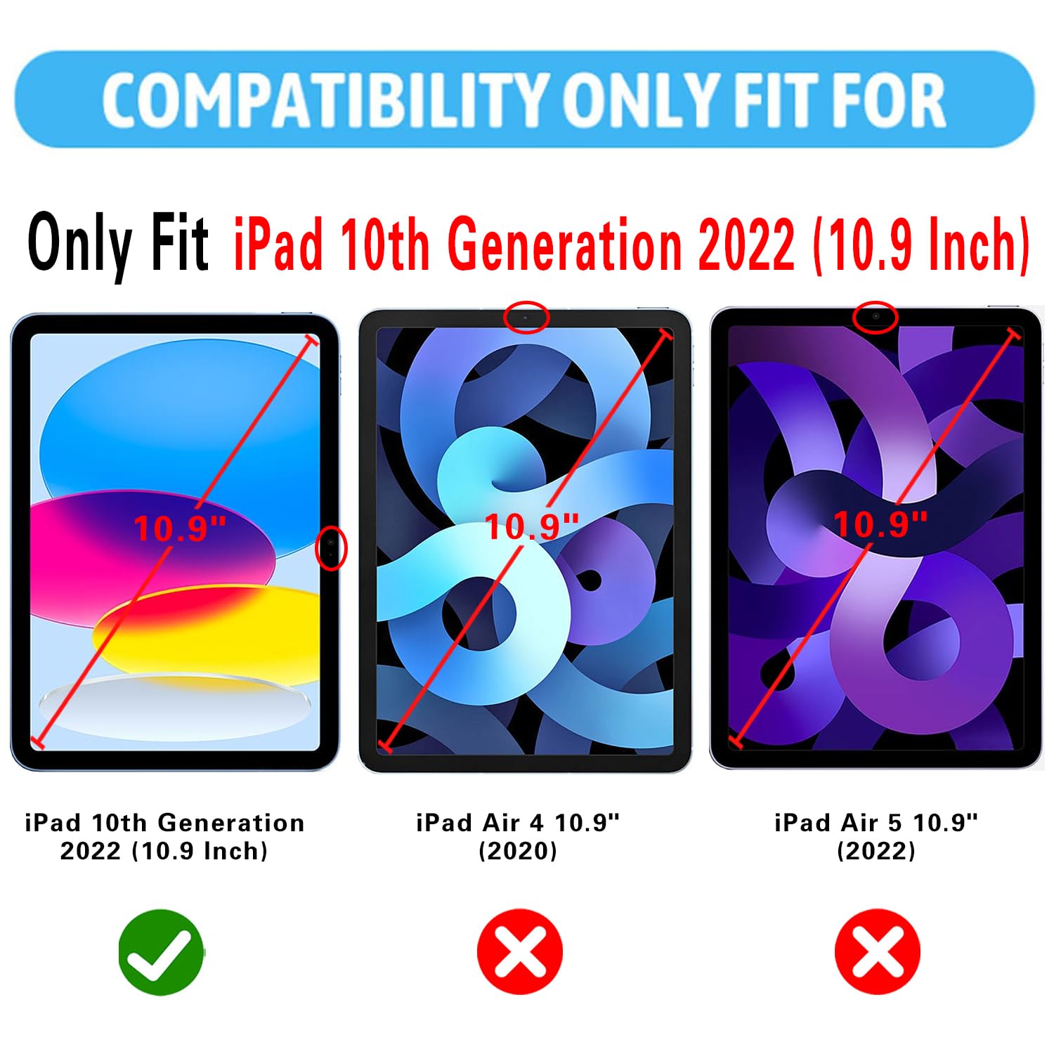 2 Pack Tempered Glass Screen Protector for iPad 10th Generation 10.9