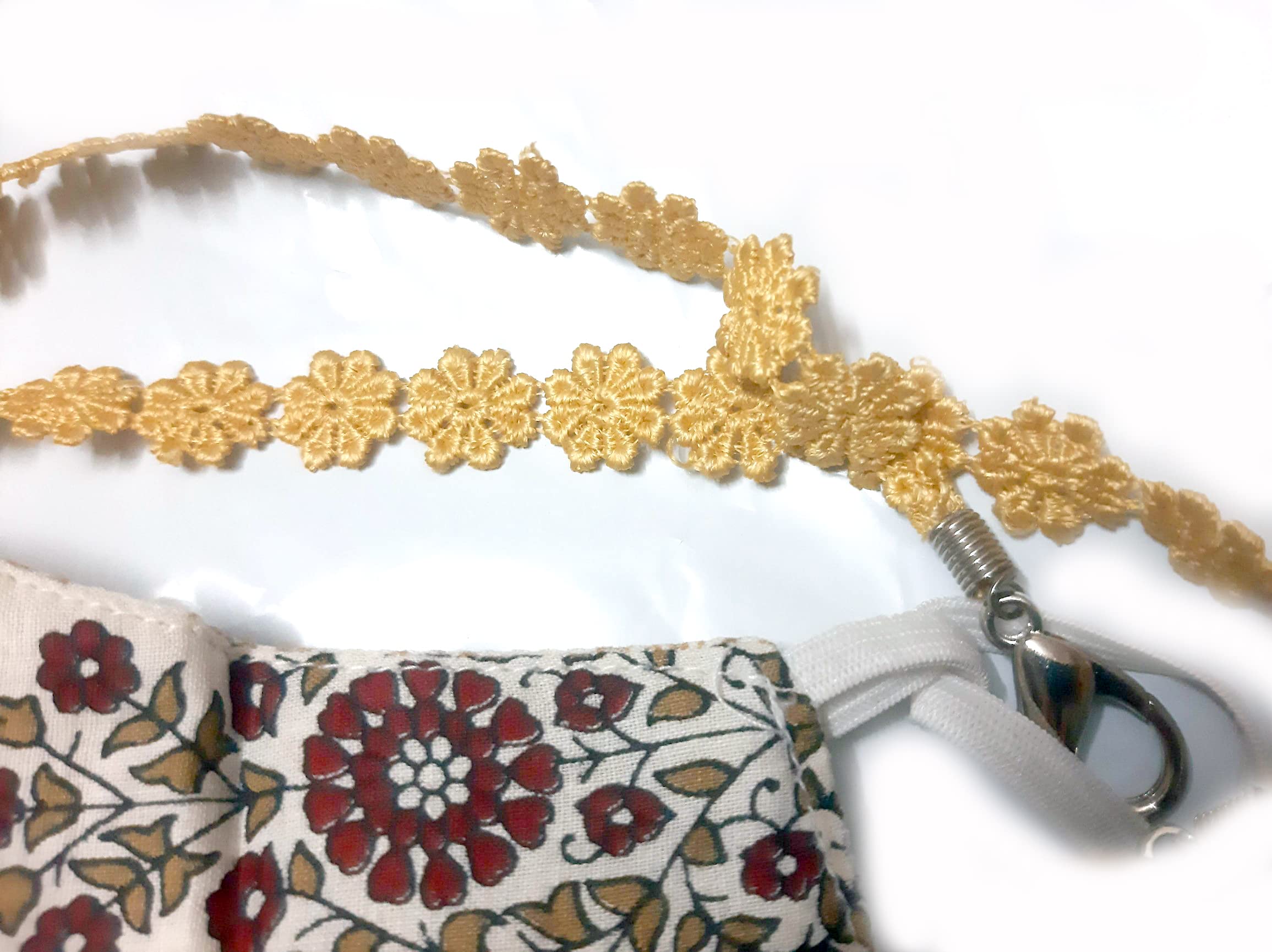 Yellow Gold Cookie Mask Chain - 1 Piece | Adjustable Face Mask Holder for Cycling, Exercising & Walking | Reusable Mask Strap for Kids & Adults | Formal & Casual Wear | Perfect for School, Work & Outdoor Activities