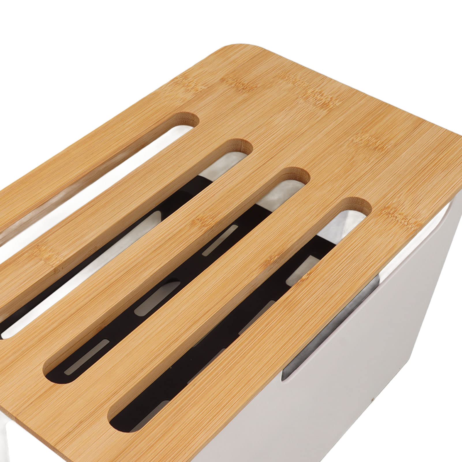 Wooden Router Storage Box with Multi-Hole Bit Shelf - Cable Management Organizer for Modem, Power Strip & Router - Perfect for Home Office & Living Room Organization
