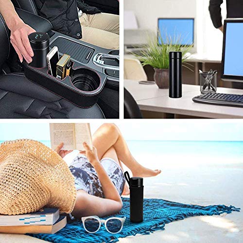 Smart LED Temperature Display Stainless Steel Insulated Water Bottle - 500ml, Black - Perfect for Gym, Hiking & Outdoor Activities