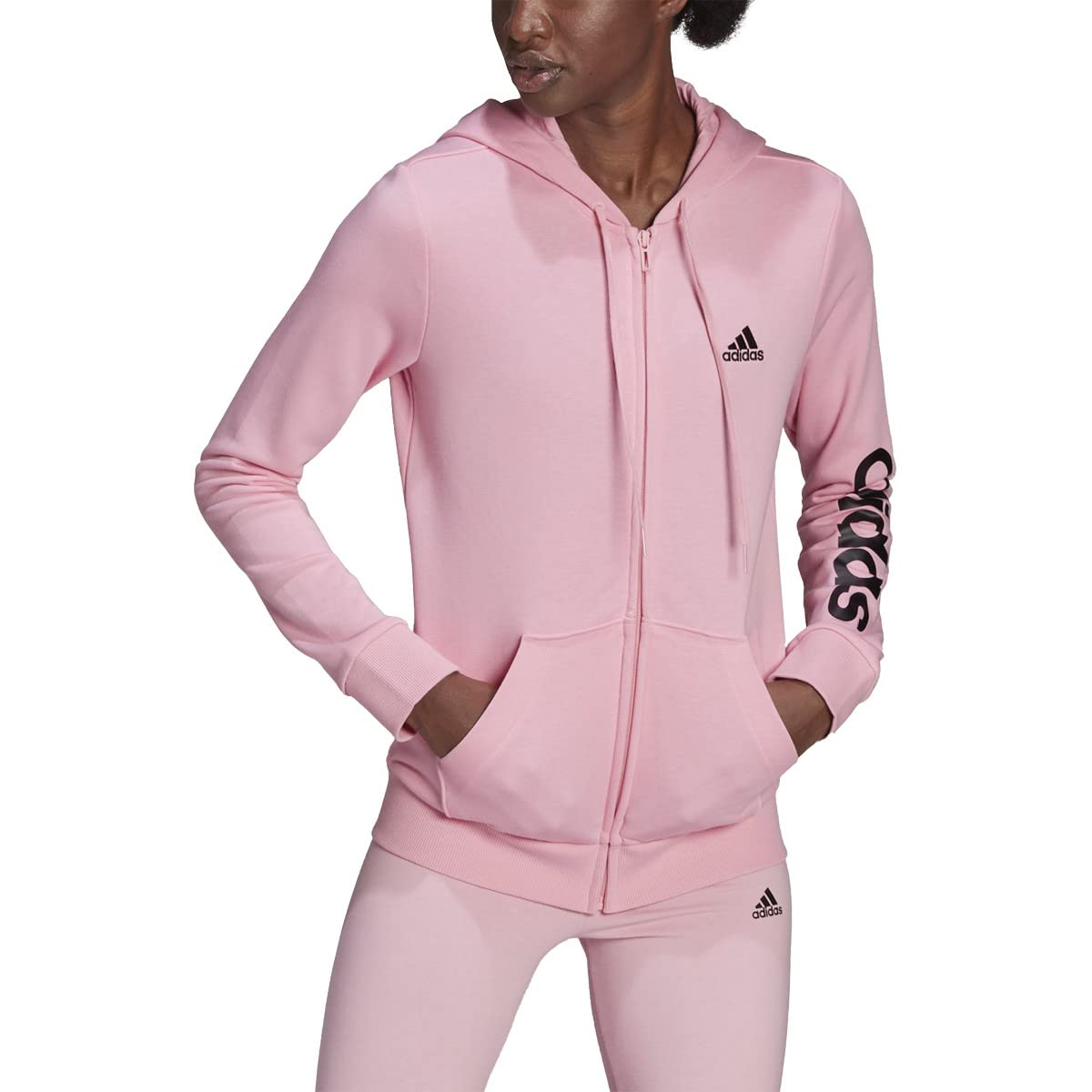 adidas Women's Essentials Logo Full-Zip Hoodie - Comfortable Athletic Sweatshirt for Running, Yoga & Casual Wear | Trendy Streetwear Fashion