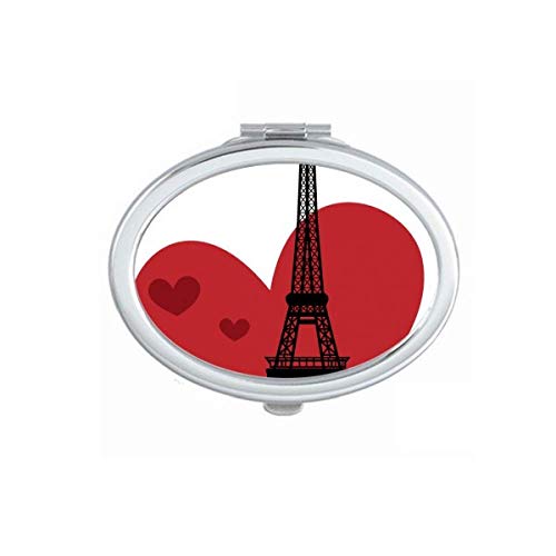 DIYthinker Portable Foldable Double-Sided Makeup Mirror with Love Heart & Eiffel Tower Design - Compact Travel Mirror for Purse, Vanity, Makeup, and Glasses Storage - Perfect Gift for Travelers & Beauty Lovers