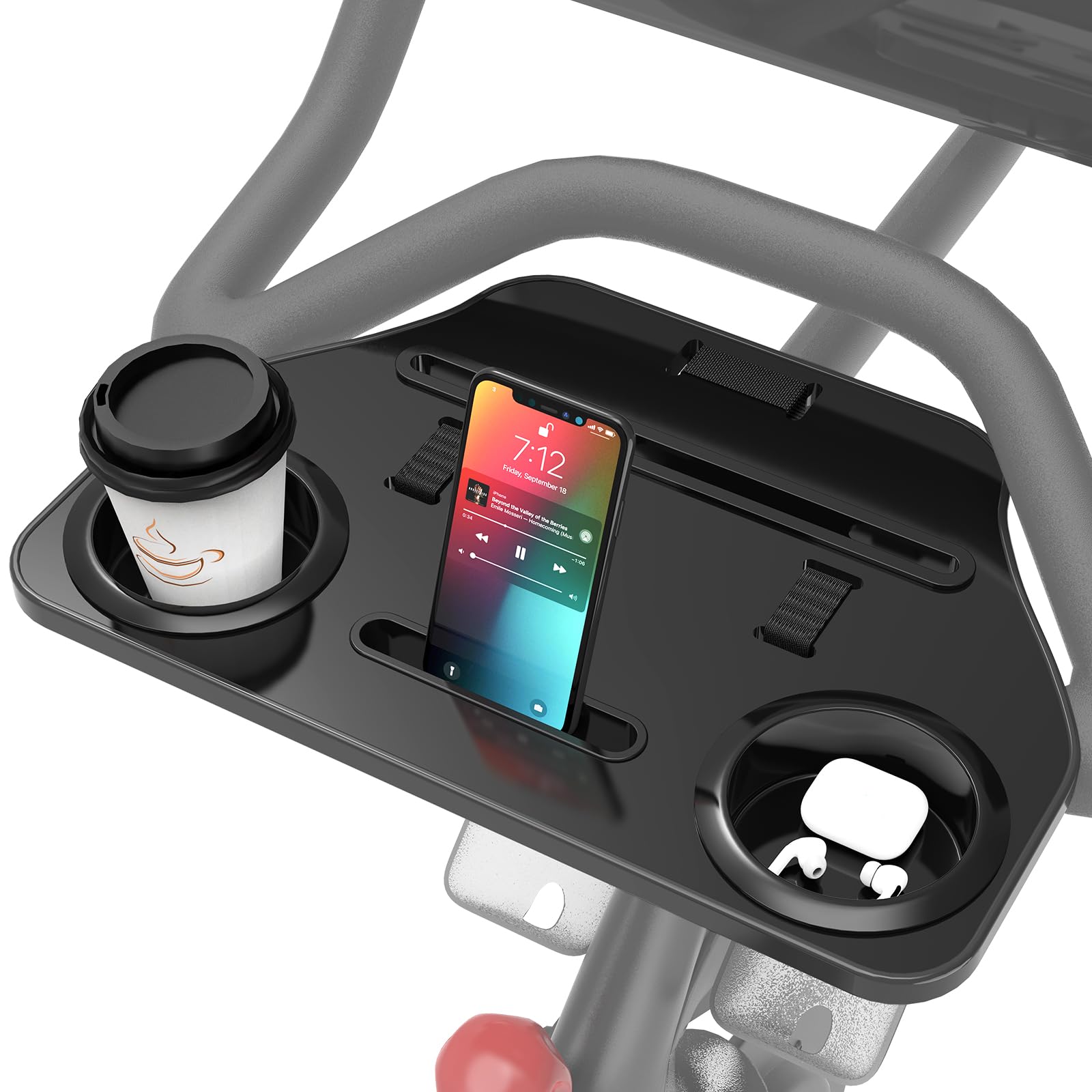 Ergonomic Desk Tray for Peloton Bike+ (Not Bike) - Adjustable Holder for Phone, Cup, Tablet - Black Workout Accessory - Perfect for Home Gym, Cycling & Multitasking