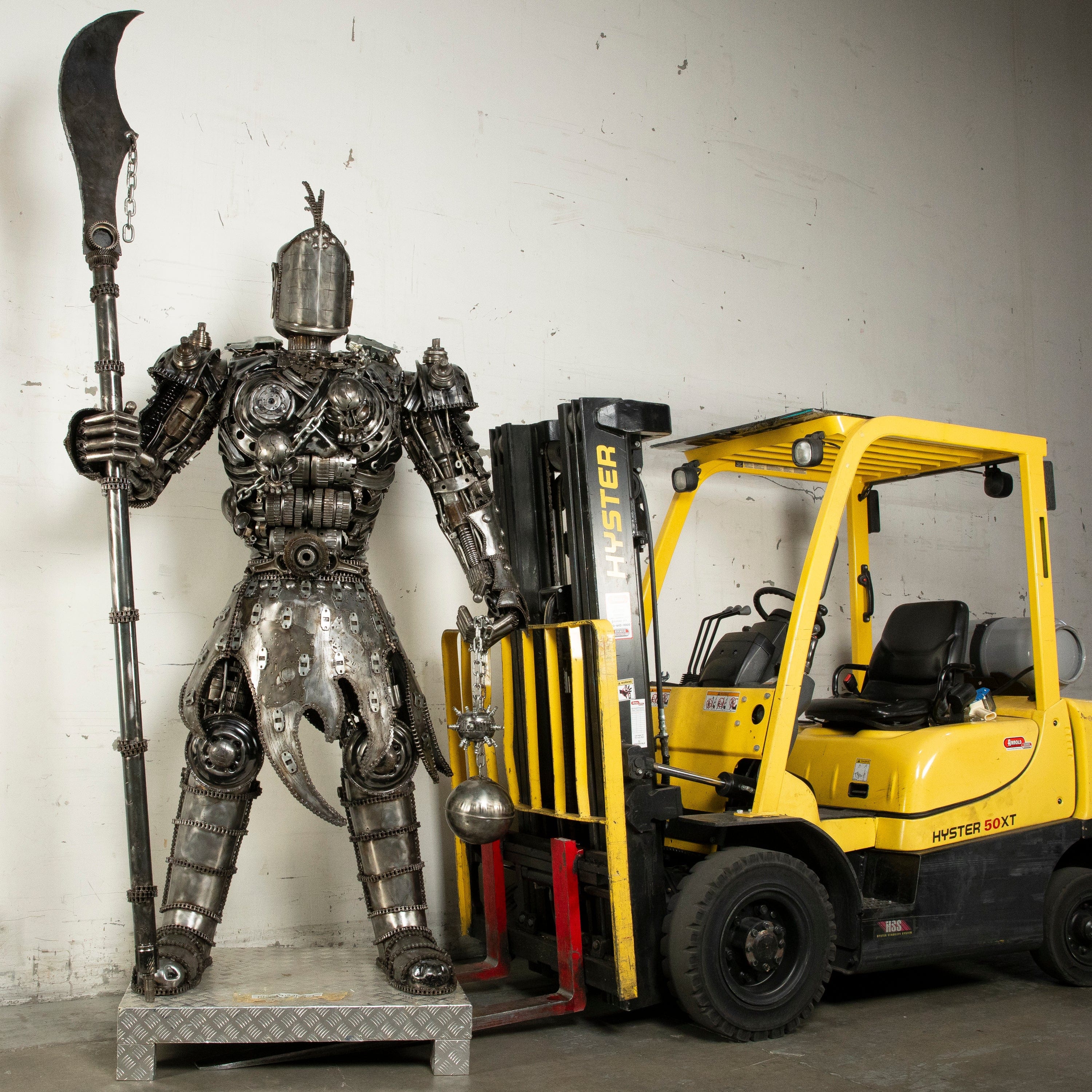 91 Knight Recycled Metal Art Sculpture - Handmade Medieval Knight Statue for Home & Office Decor - Perfect for Rustic, Gothic, or Medieval Themed Spaces