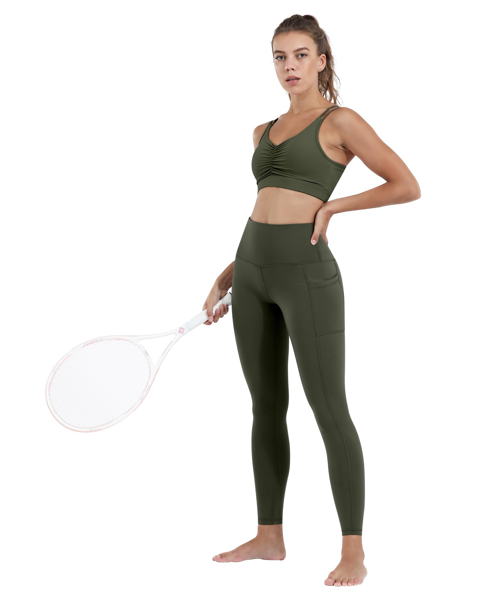 CHRLEISURE Women's High Waisted Yoga Pants with Pockets - Tummy Control Workout Leggings for Running, Gym & Lounge Wear