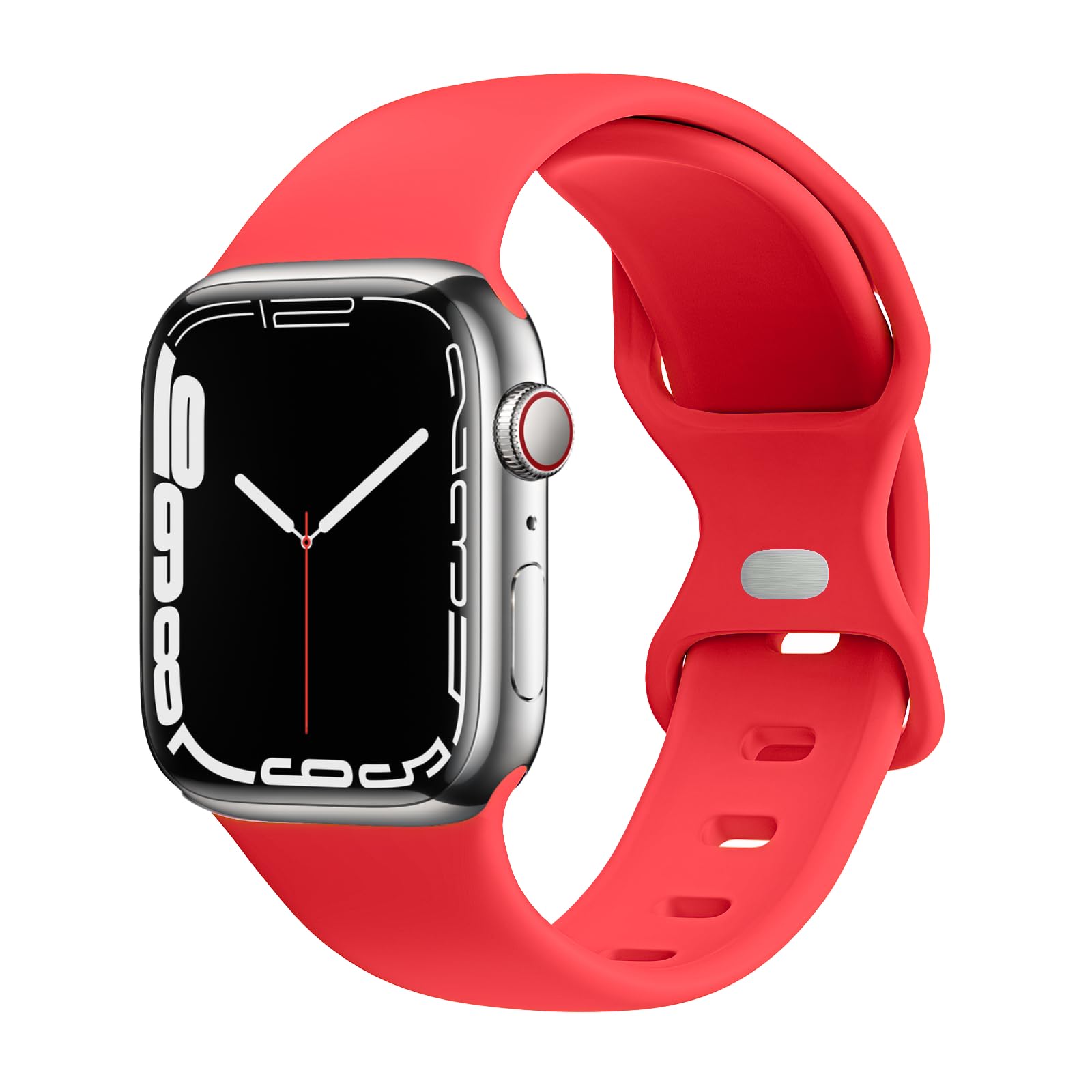 JXGM Red Apple Watch Band Compatible with 38mm/40mm/41mm/42mm/44mm/45mm - Soft Silicone Replacement Strap for iWatch Series SE/7/6/5/4/3/2/1 - Unisex Sport Accessory for Women & Men (Bright Red, M/L Size) | Perfect for Gym, Running & Everyday Wear