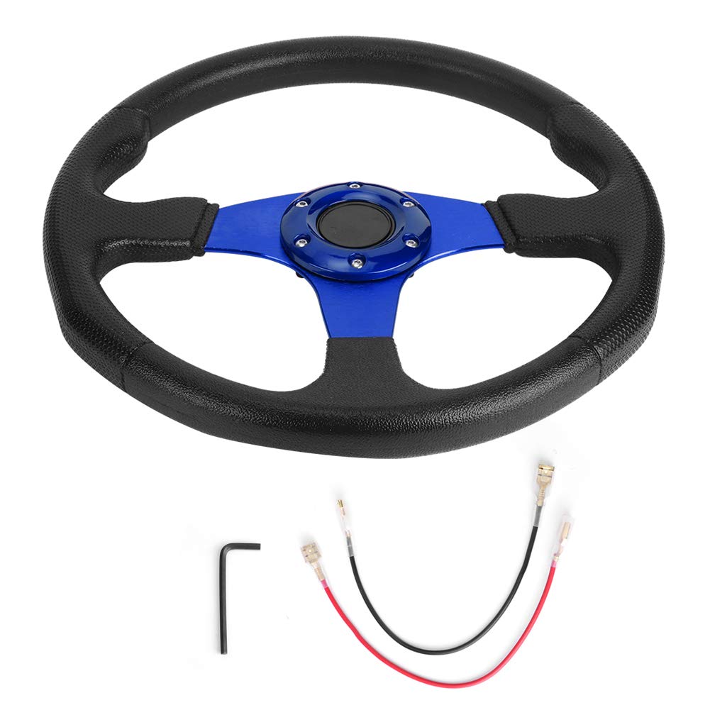 ANGGREK 350mm/14in Universal Racing Steering Wheel - Deep Dish Sport Design, 6-Bolt Pattern, Blue | Perfect for Drifting, Track Racing & Car Modification Accessories