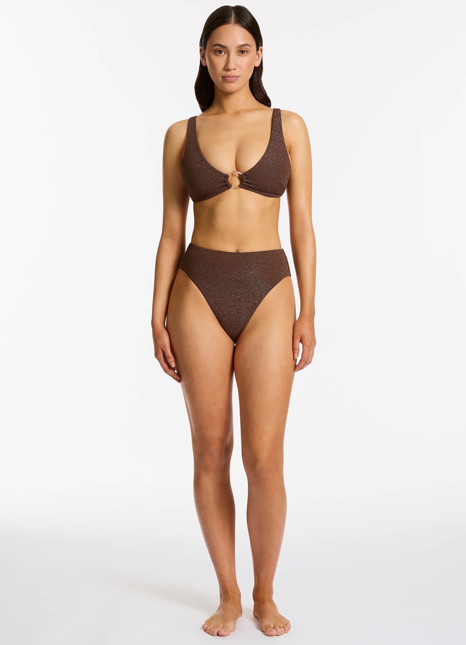 Tirari Nights Triangle Bikini Top - Chocolate Brown Swimwear for Women | Beach Vacation, Pool Party, Summer Fashion