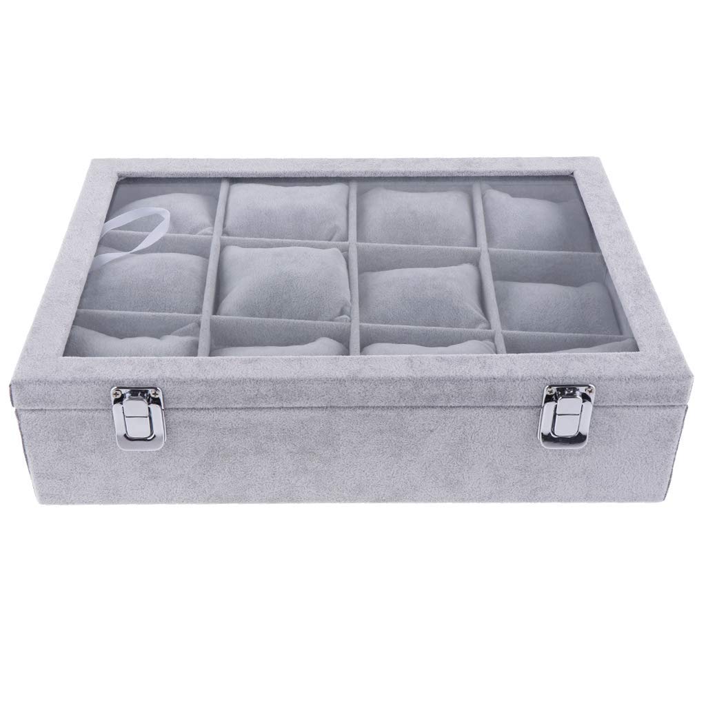 12-Slot Jewelry Organizer Box - Premium Watch Display Case with Bracelet Tray & Lid - Perfect for Jewelry Storage, Watch Collection, and Gift Presentation