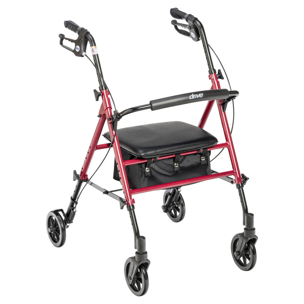 6-Wheel Adjustable Height Rollator Walker for Seniors - Lightweight Mobility Aid for Indoor & Outdoor Use - Ideal for Shopping, Travel & Daily Support