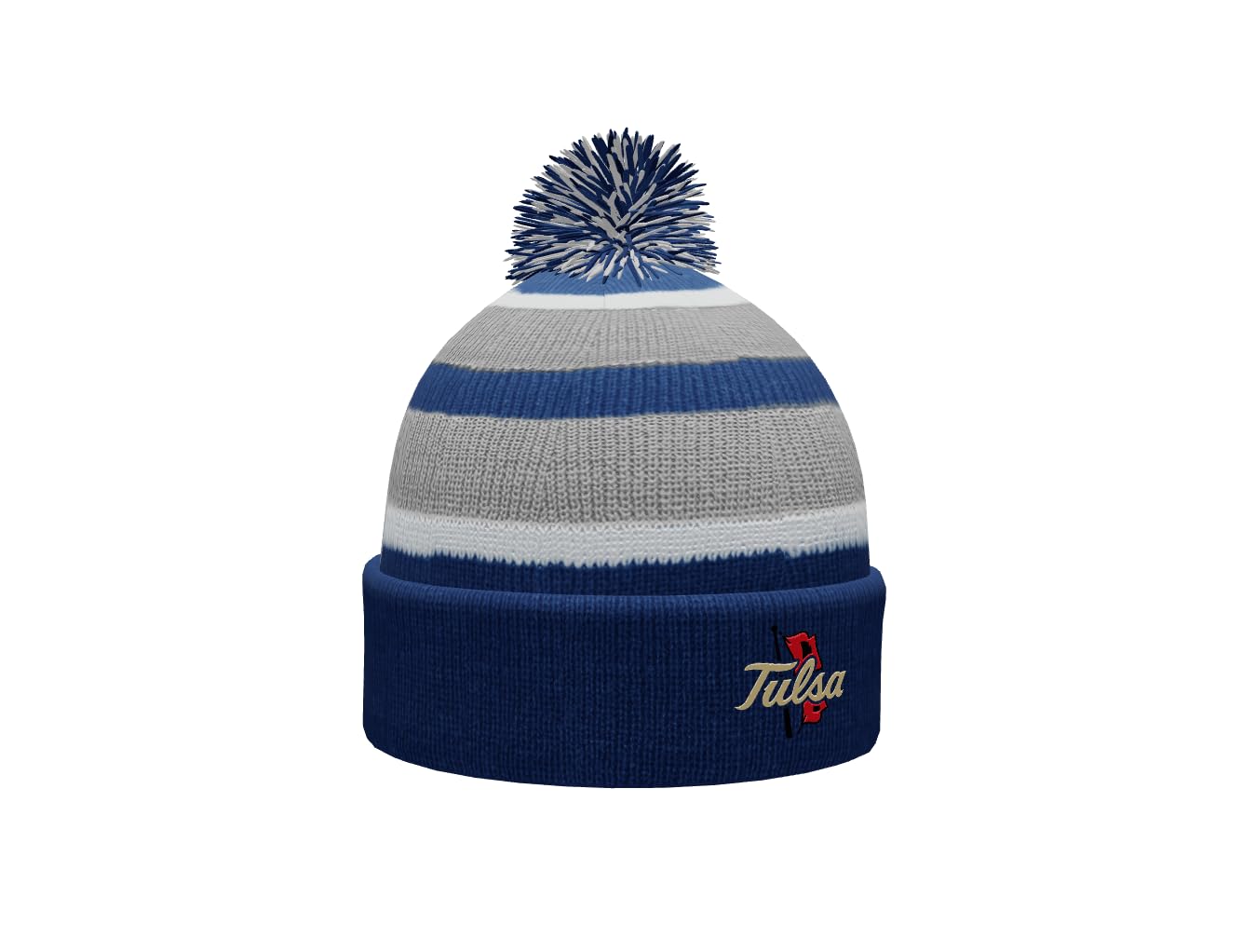 NCAA Prime Cuffed Fold Over Pom Pom Winter Knit Beanie Hat - Warm & Stylish for Football Games, Skiing & Outdoor Winter Activities