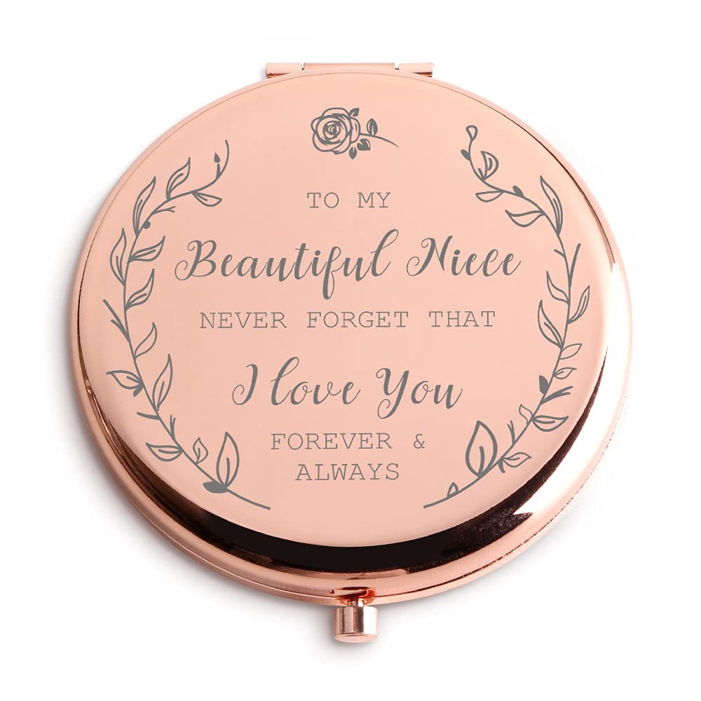 Java Wood Niece Gifts from Aunt & Uncle - Rose Gold Makeup Mirror for Wedding, Graduation & Birthday - Thoughtful Present for Niece - Perfect for Dressing Table, Bridal Shower & Special Occasions