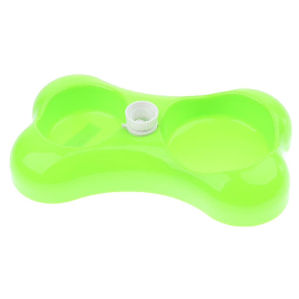 SECRET DESIRE Pet Water Fountain - Double Bowl Dog Cat Feeder with Food & Water Dispenser, BPA-Free Plastic, Green | Perfect for Home, Office & Travel Use