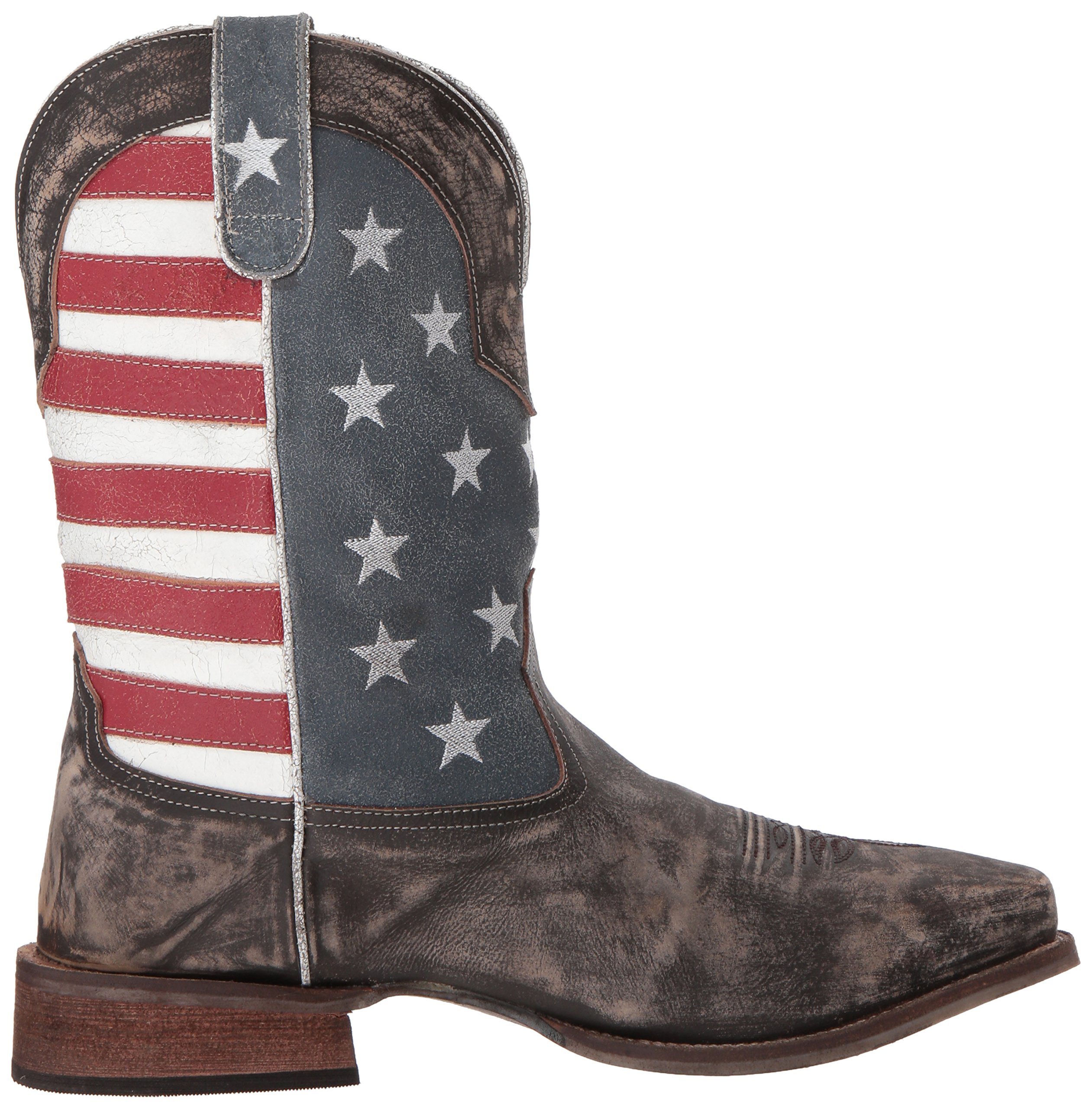 ROPER Men's Distressed Brown Square Toe Cowboy Boots - Western Work Boots for Men, Comfortable Riding & Outdoor Ranch Boots