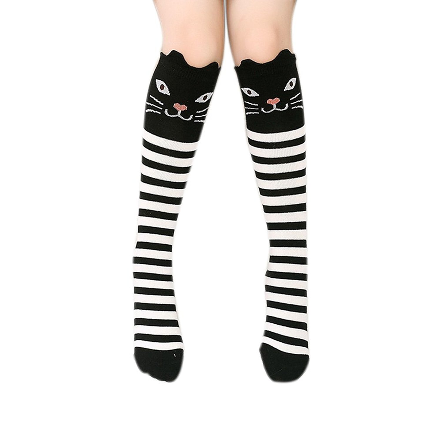 Cute Girls Knee High Socks - Soft Cotton Mid Calf Boot Socks for Teens & Women - Perfect Stocking Stuffers Gifts for Christmas, School & Winter Fashion