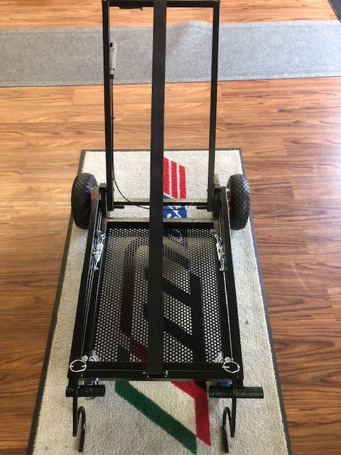IM Black Semi Automatic Kart Stand with Hand Winch and Hooks - Heavy Duty Go Kart Lift for Easy Maintenance & Storage - Perfect for Racing Enthusiasts & DIY Garage Workshops