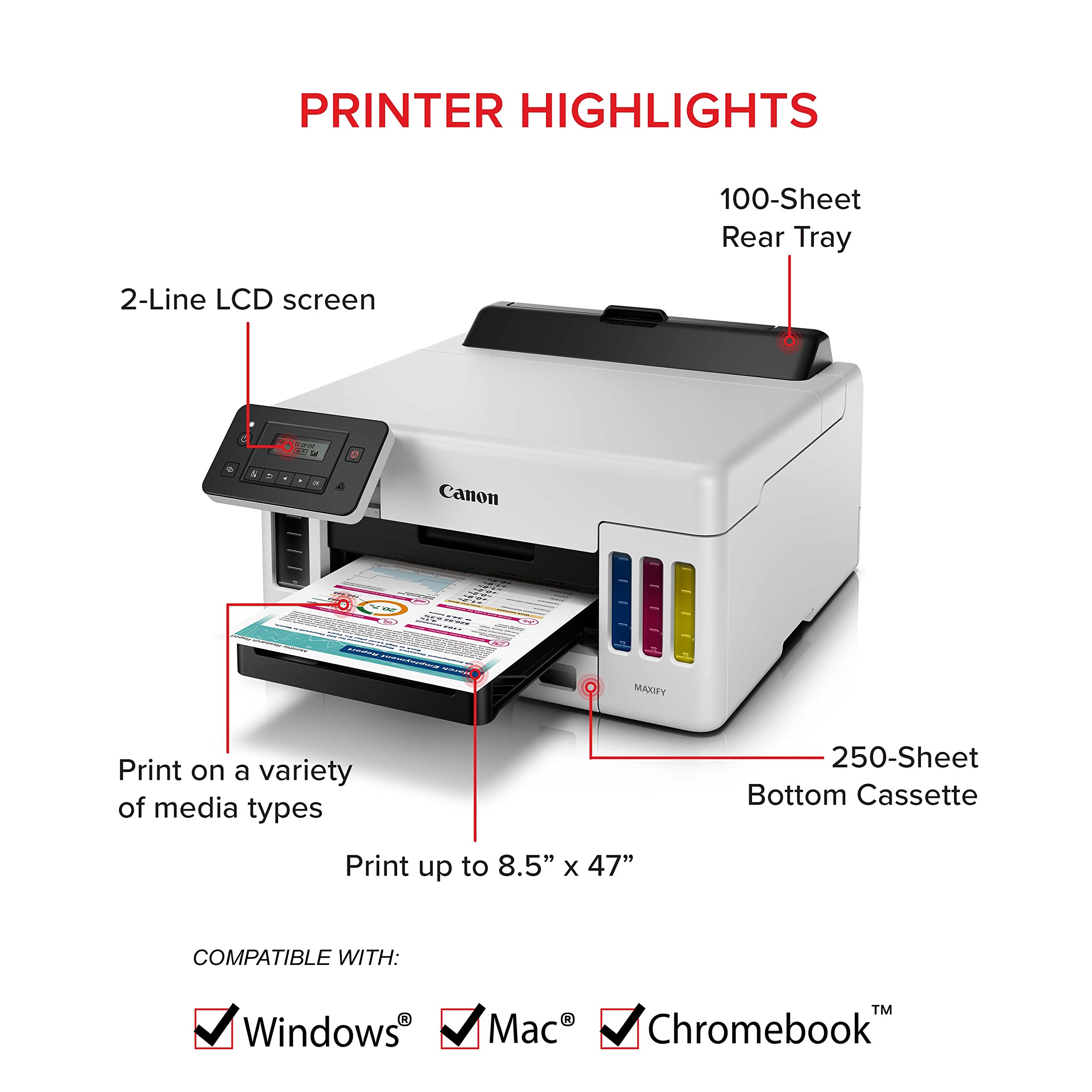 Canon MAXIFY GX5020 Wireless Single Function Printer - High-Speed Printing for Home & Small Office | Ideal for Documents, Reports & Everyday Printing Needs