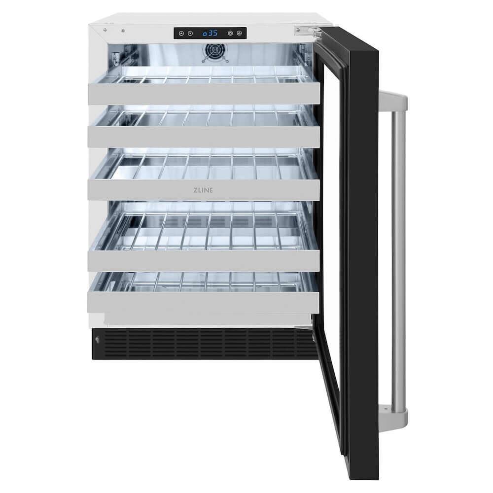 ZLINE 24 Inch Dual Zone Wine Cooler Refrigerator - 44 Bottle Capacity, Black Matte Glass Door, Touchstone Series (RWDO BLM 24) - Perfect for Home Bars, Wine Cellars, and Entertaining Spaces