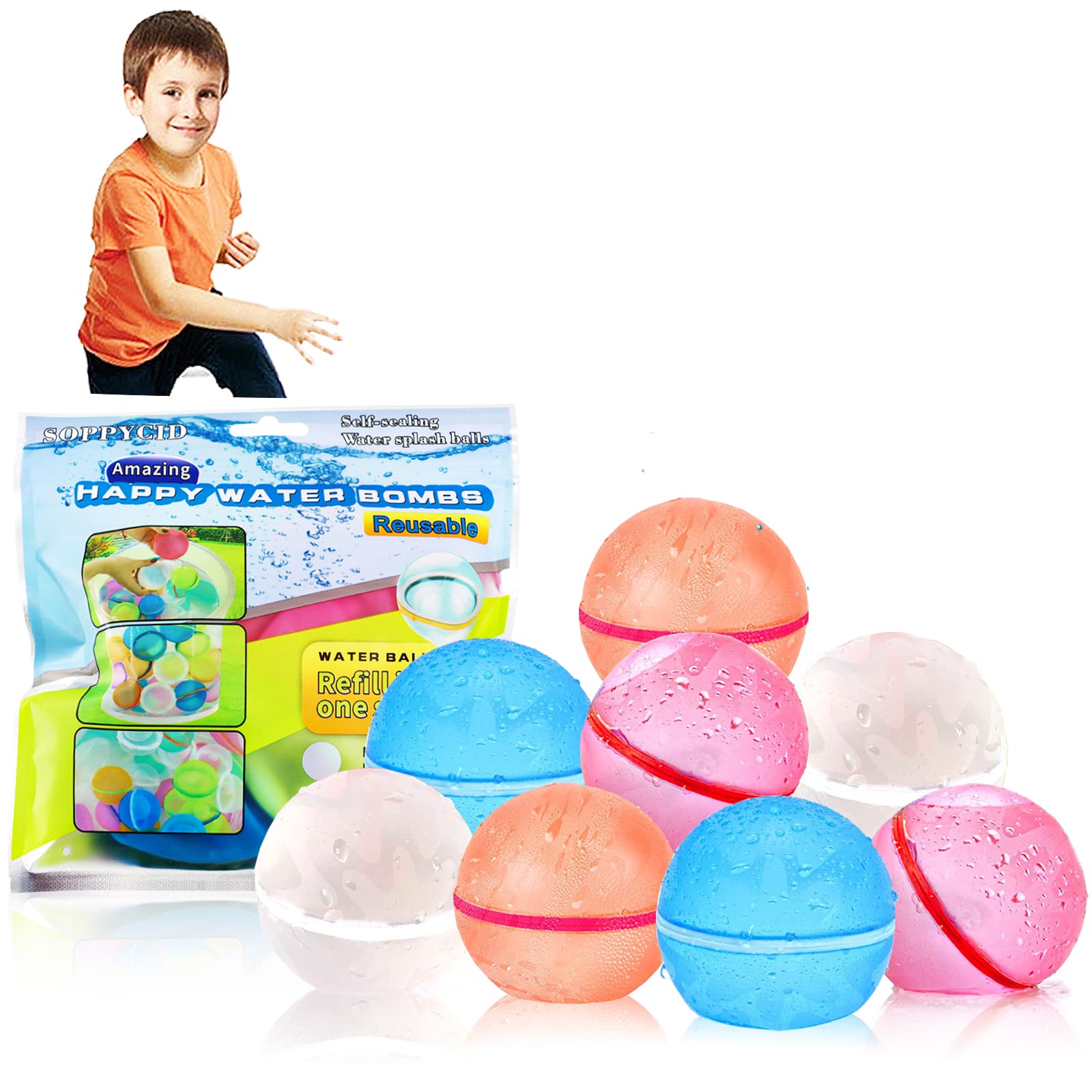 **Refillable Magnetic Water Balloons for Kids - Quick Fill Self-Sealing Splash Balls, Reusable Water Bombs for Pool, Beach & Outdoor Water Fights - Fun Bath Toys for Summer Play**