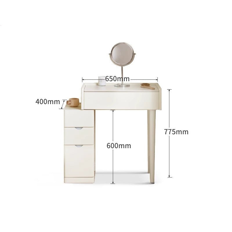 Pine Solid Wood Vanity Table with Mirror - Cream Shabby Chic Style for Bedroom & Dressing Room Makeup Organization