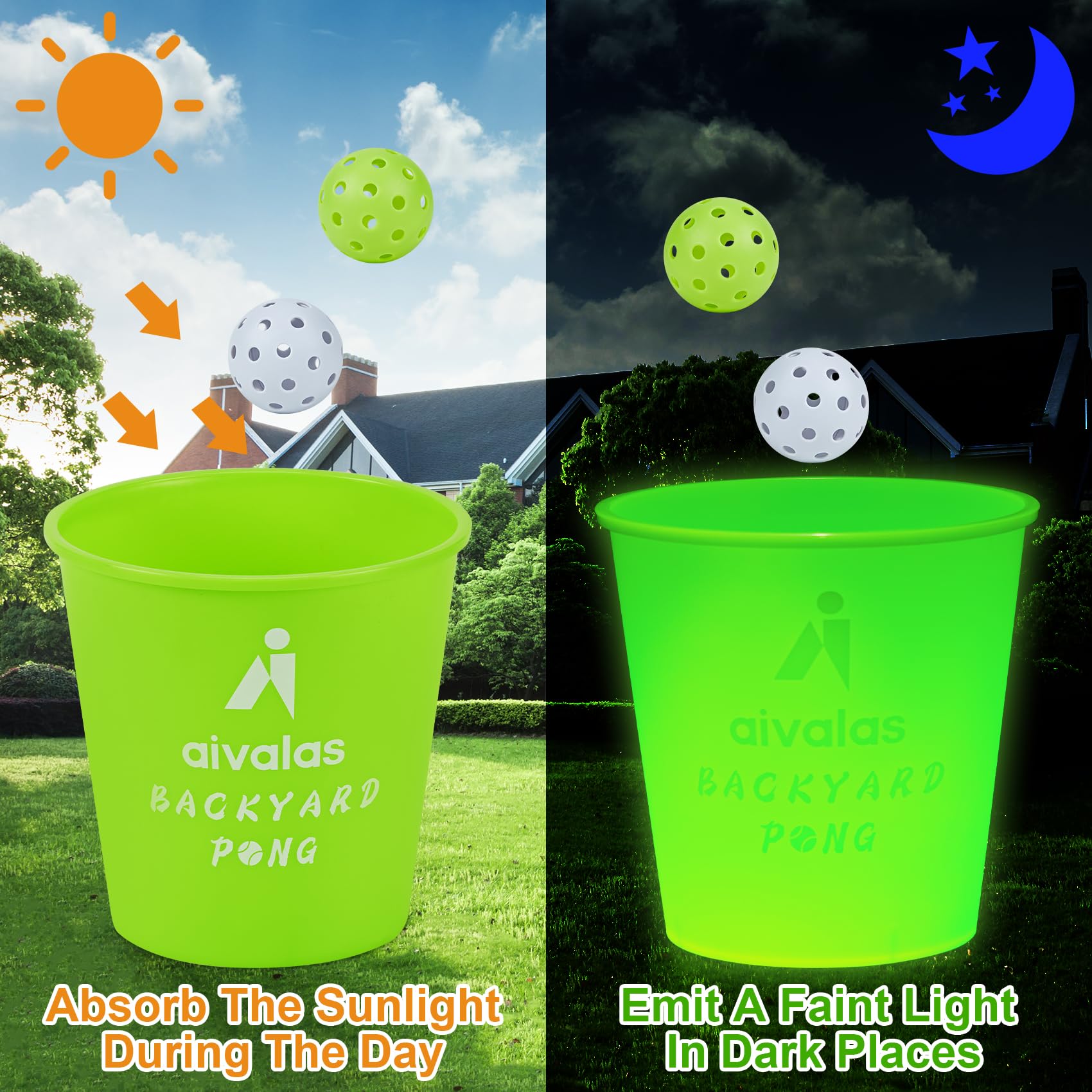 Giant Yard Pong Outdoor Game Set with 12 Buckets & 6 Balls - Fun Backyard Tossing Game for Adults & Kids - Perfect for Tailgating, BBQs, Parties & Outdoor Family Gatherings