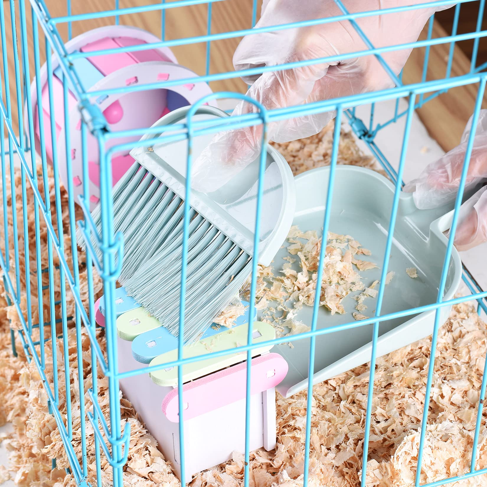 Pet Cage Cleaner Set for Small Animals - Rabbit, Guinea Pig, Hamster Cage Cleaning Brush with Dustpan & Broom for Easy Playpen Maintenance